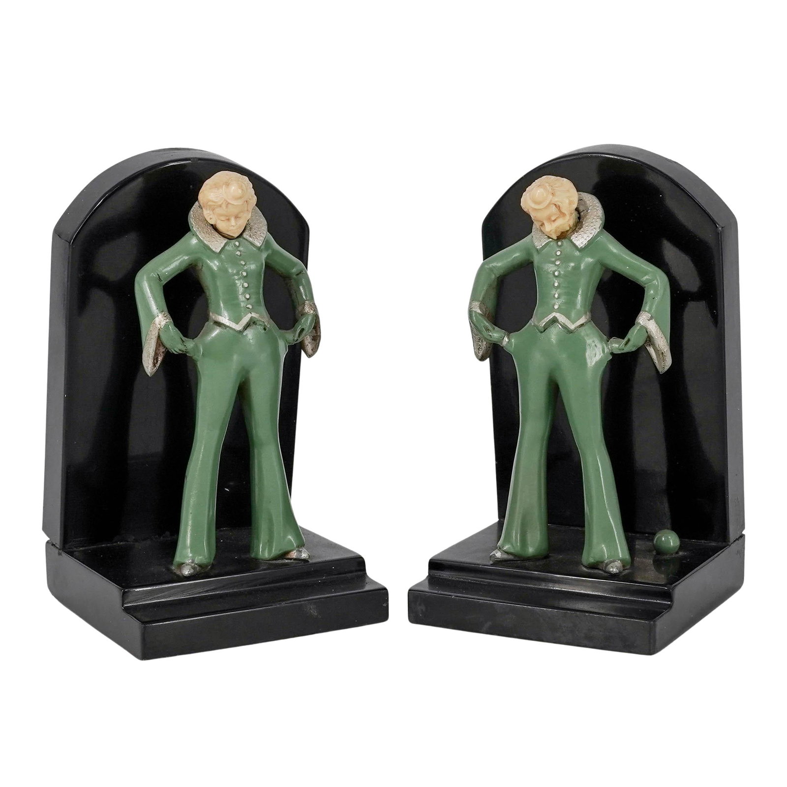 Josef Lorenzl (Austrian, 1892–1950) "Woman in a Trouser Suit" Art Deco Bookends (1 of 10)
