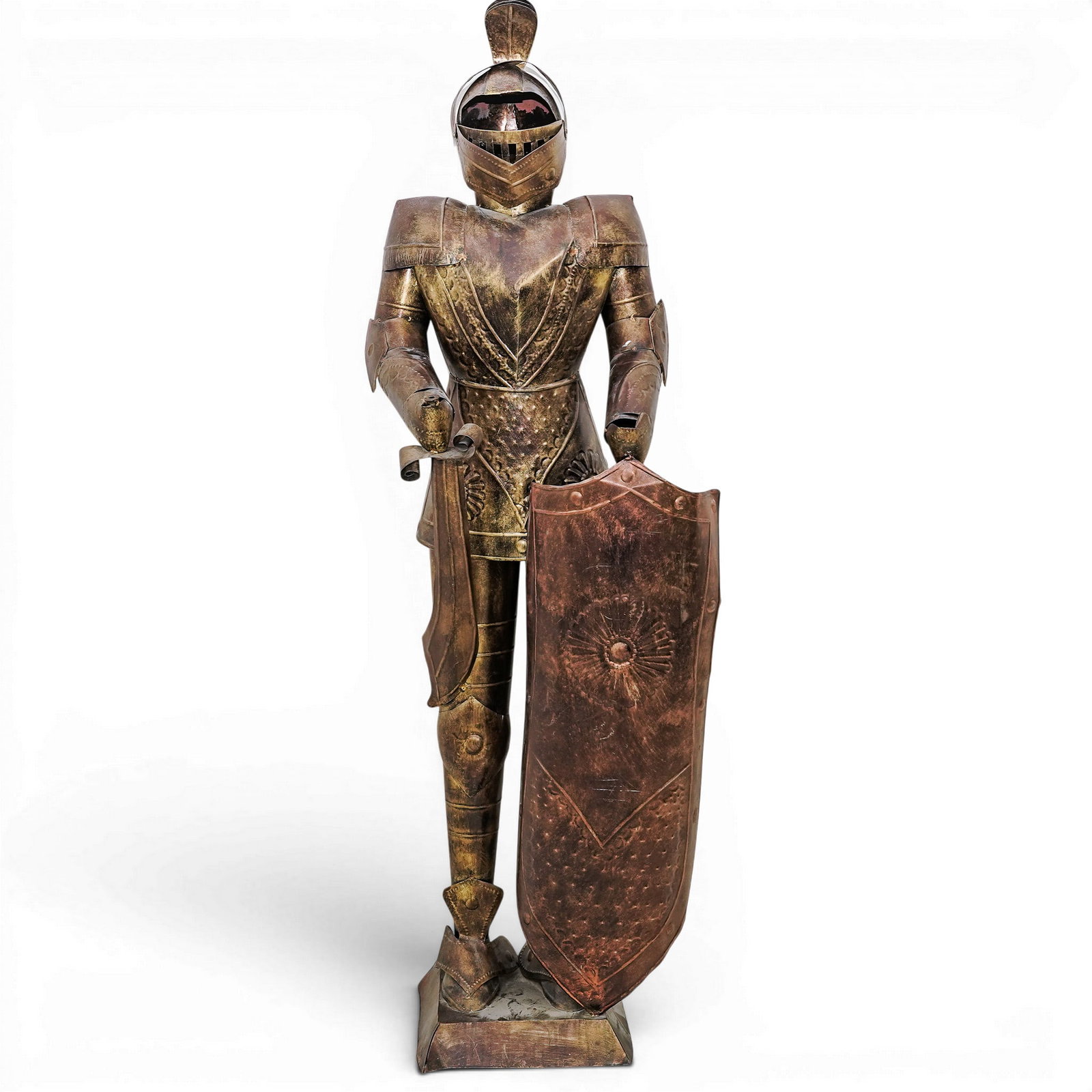 Vintage Tin Metal Medieval Knight In Armor Statue (1 of 6)