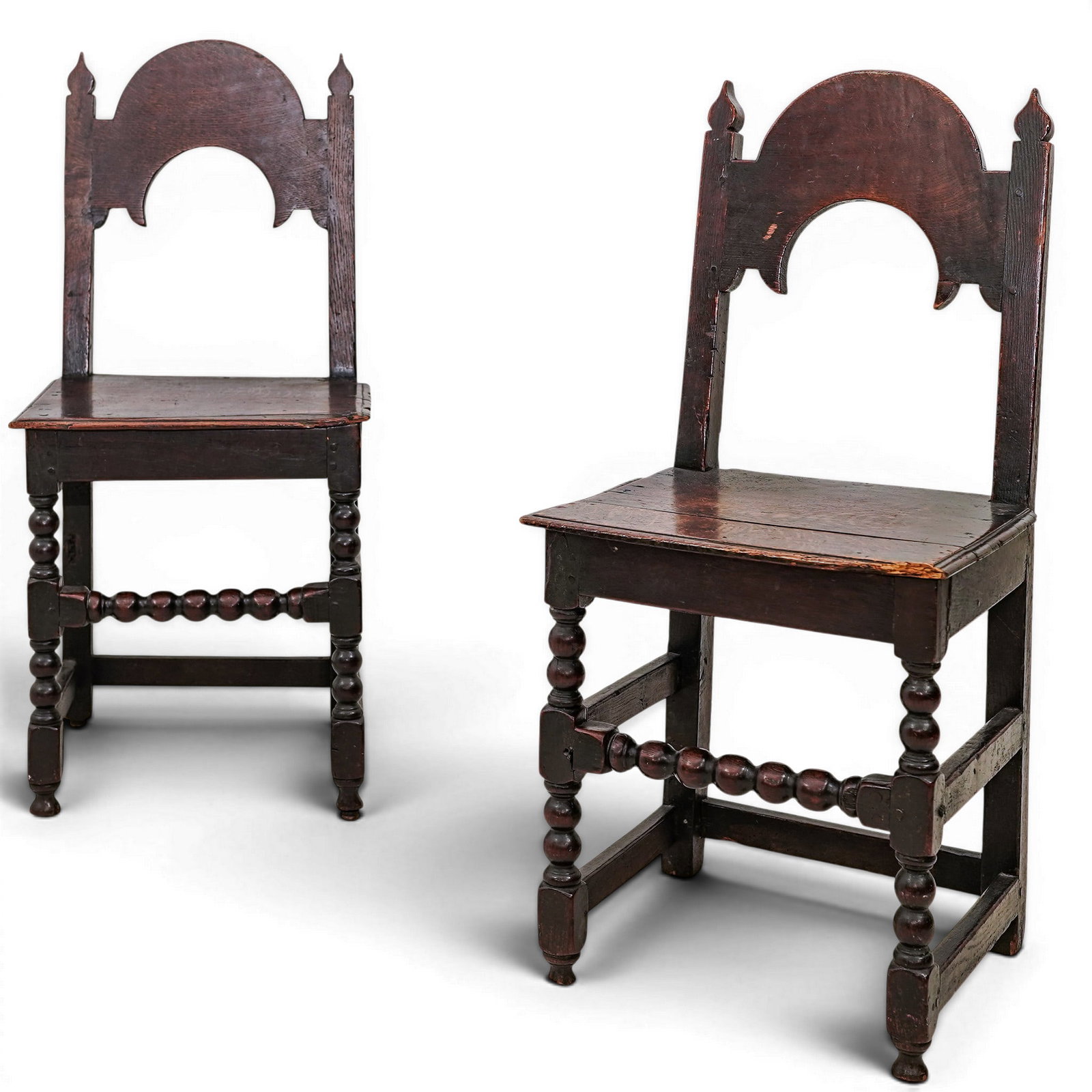 Pair of 17th Cent. Yorkshire Oak Backstool Chairs (1 of 5)