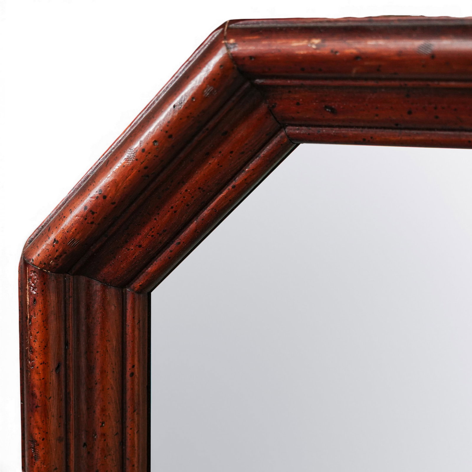 Vintage Oak Octagonal Wall Mirror - 2