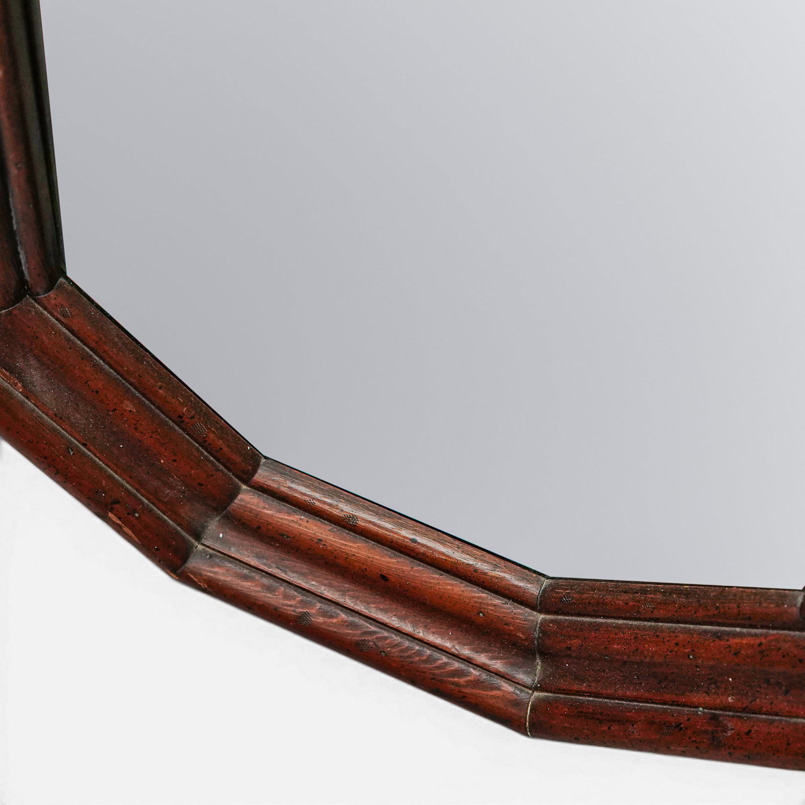 Vintage Oak Octagonal Wall Mirror - 4