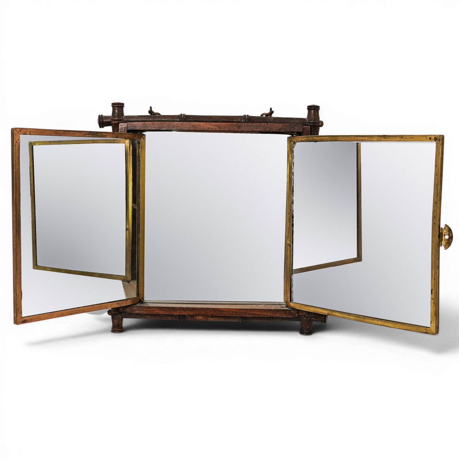 Antique Victorian Brevete SGDG 1876 Brass Tri-Fold Mirror (1 of 4)