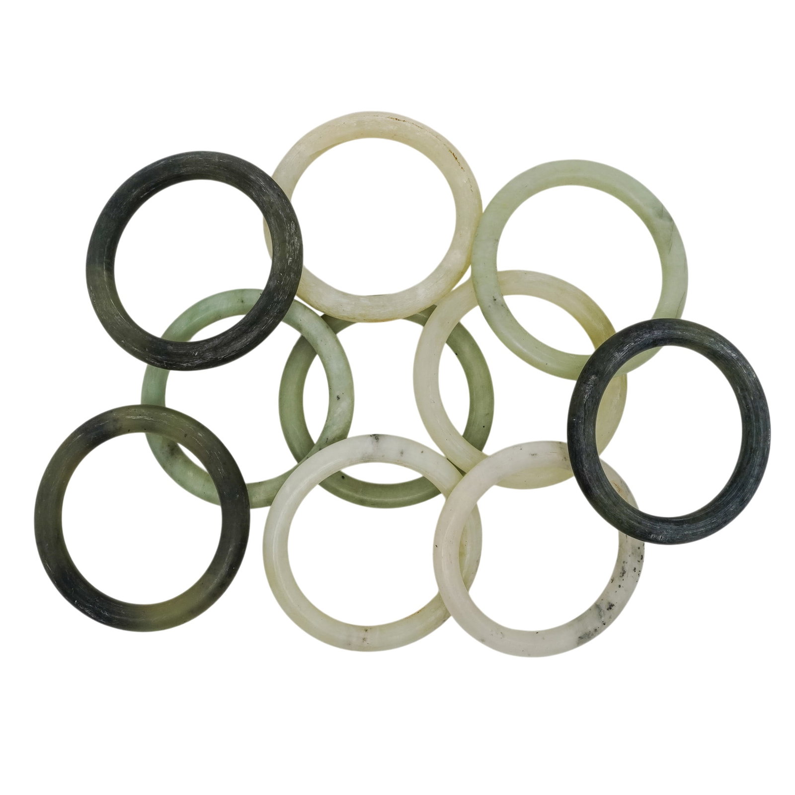 (10 Pc) Chinese Jade & Jadeite Bangles (1 of 5)