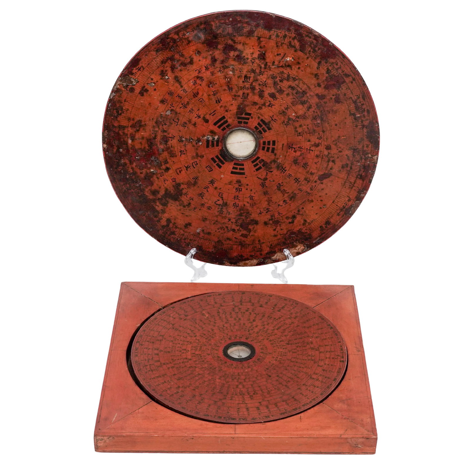 (2 Pc) Antique Chinese Luopan Wooden Compass (1 of 9)
