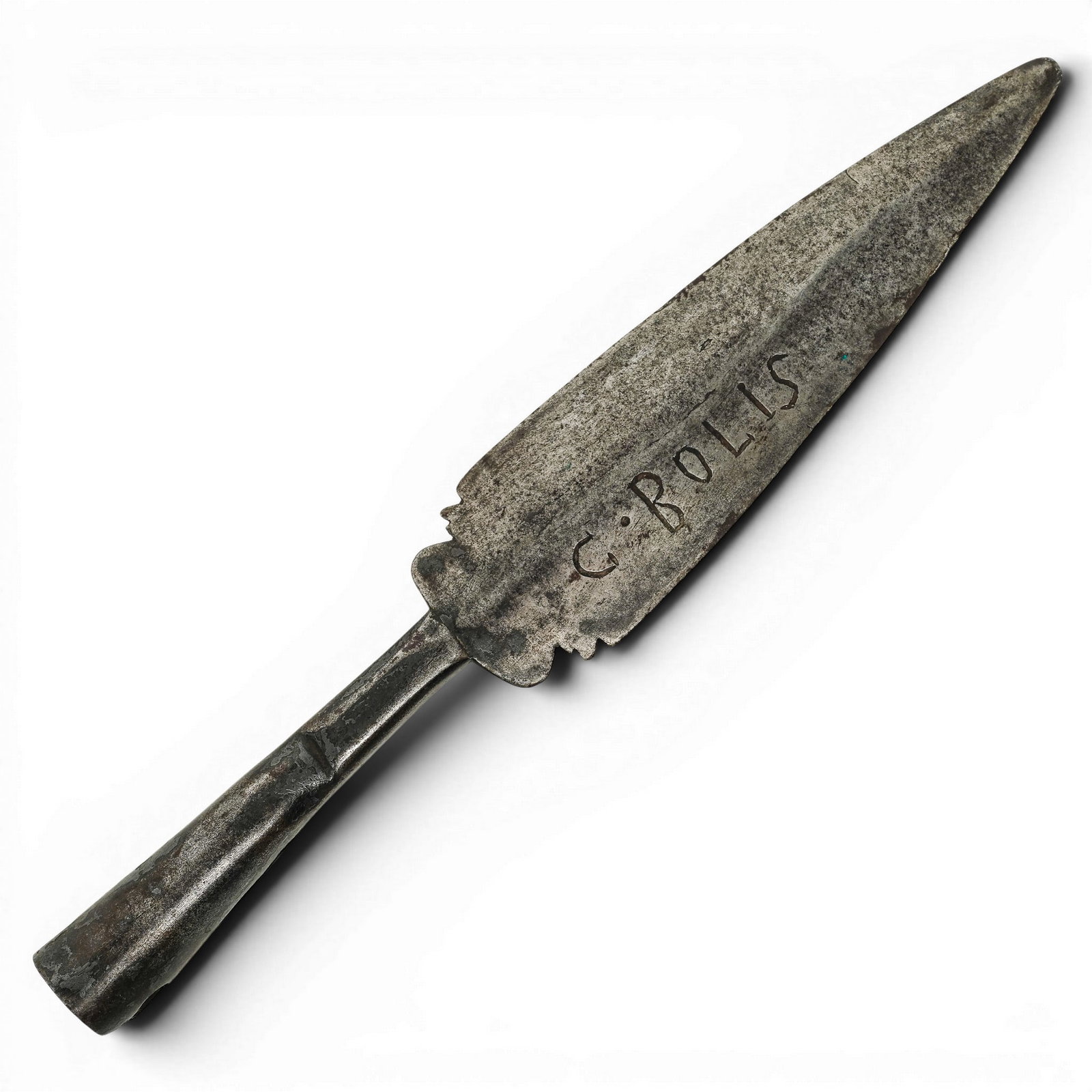 "C. Bolis" Forged Iron Antique Spear Head (1 of 4)