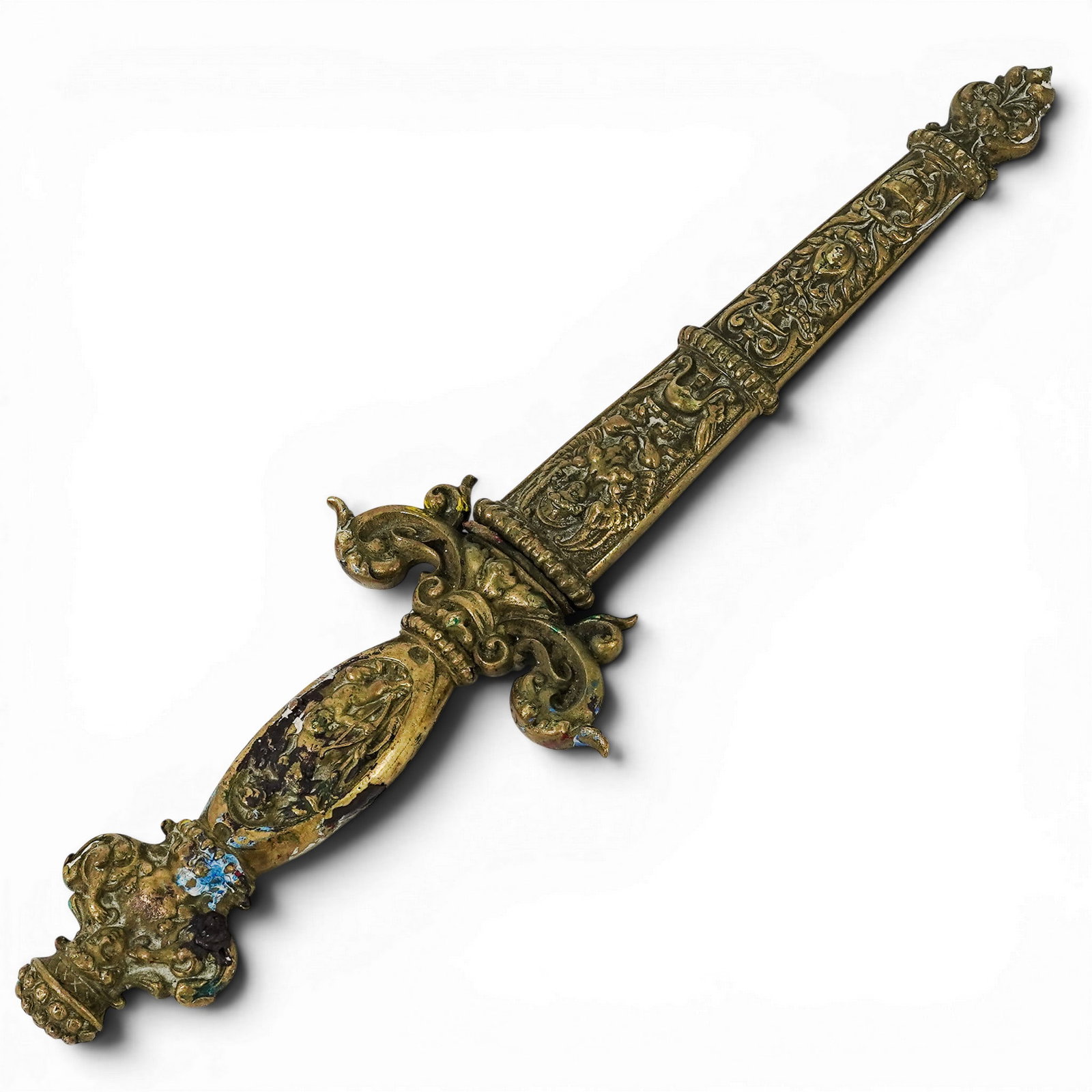 19th Cent. Cast Brass Romantic Dagger (1 of 4)