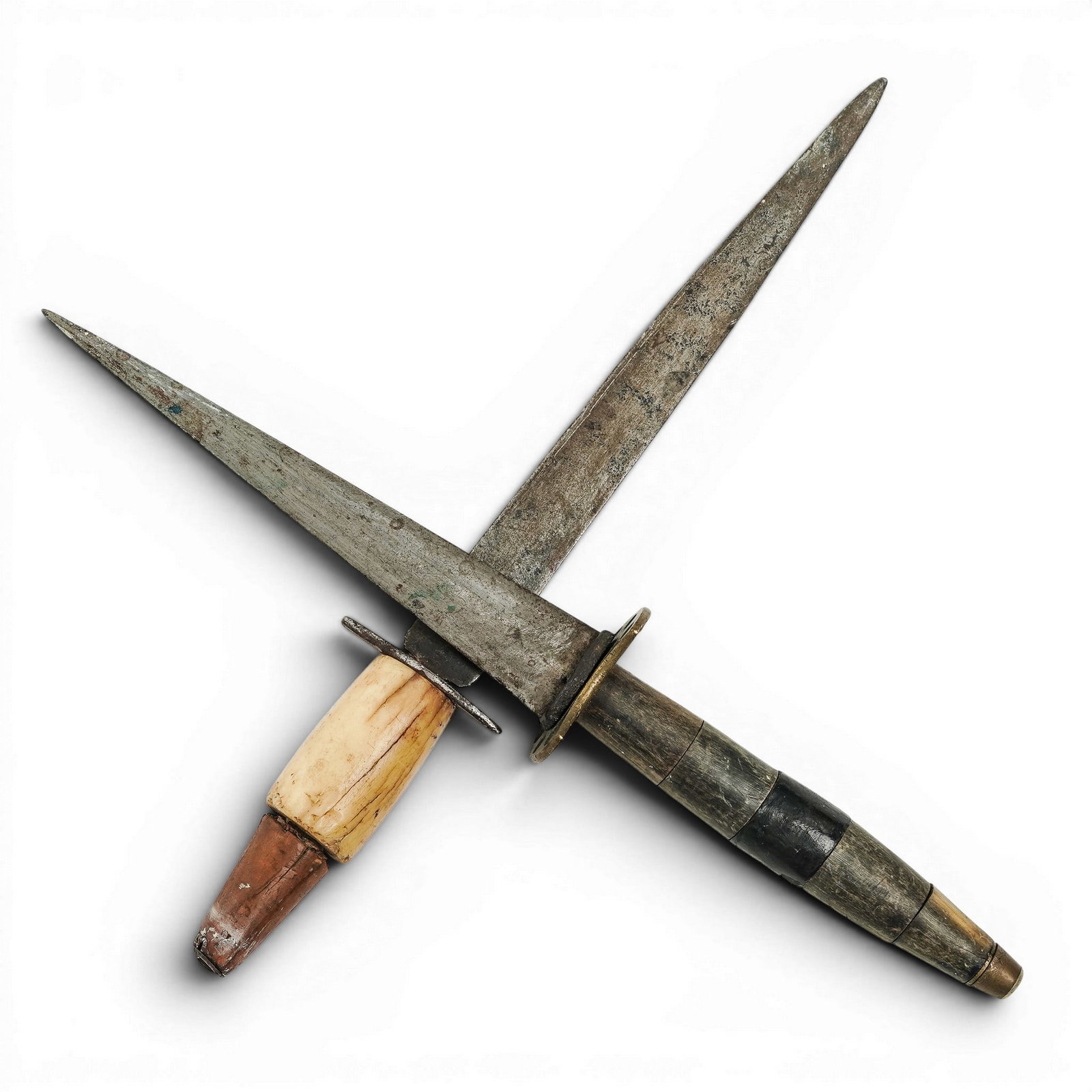 (2 Pc) Antique European Wood & Bone Daggers: (2 Pc) Antique European Wood & Bone Daggers 19th Century, Europe A pair of antique European heavy daggers, each featuring a substantial steel blade and a wood and bone handle. While not a matched