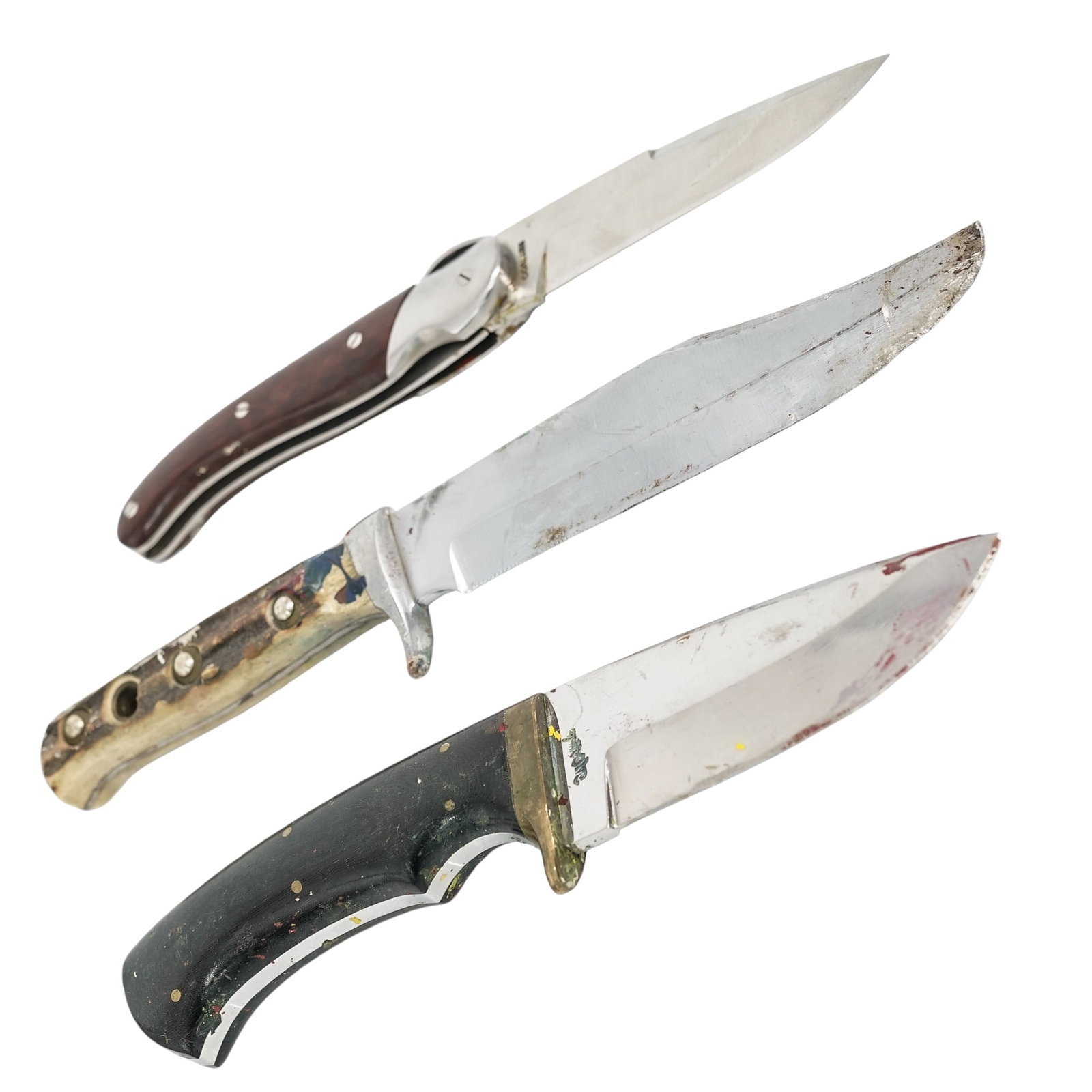 (3 Pc) Designer Knives Puma Bowie Antler Handle McAlister Charles Clottier (1 of 9)