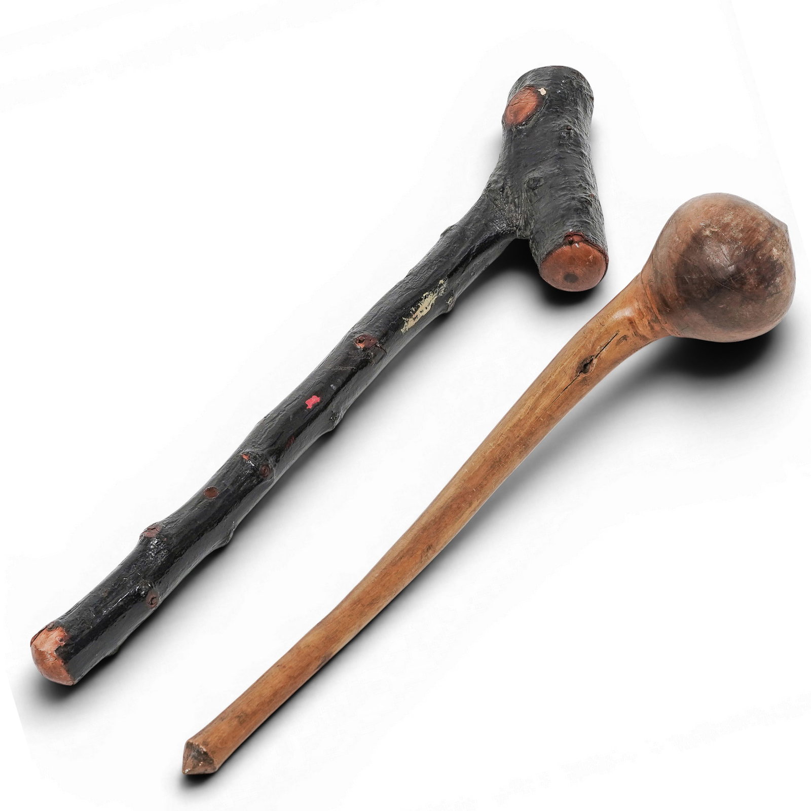 (2pc) Antique Native American Root-Head Club Tomahawks (1 of 3)