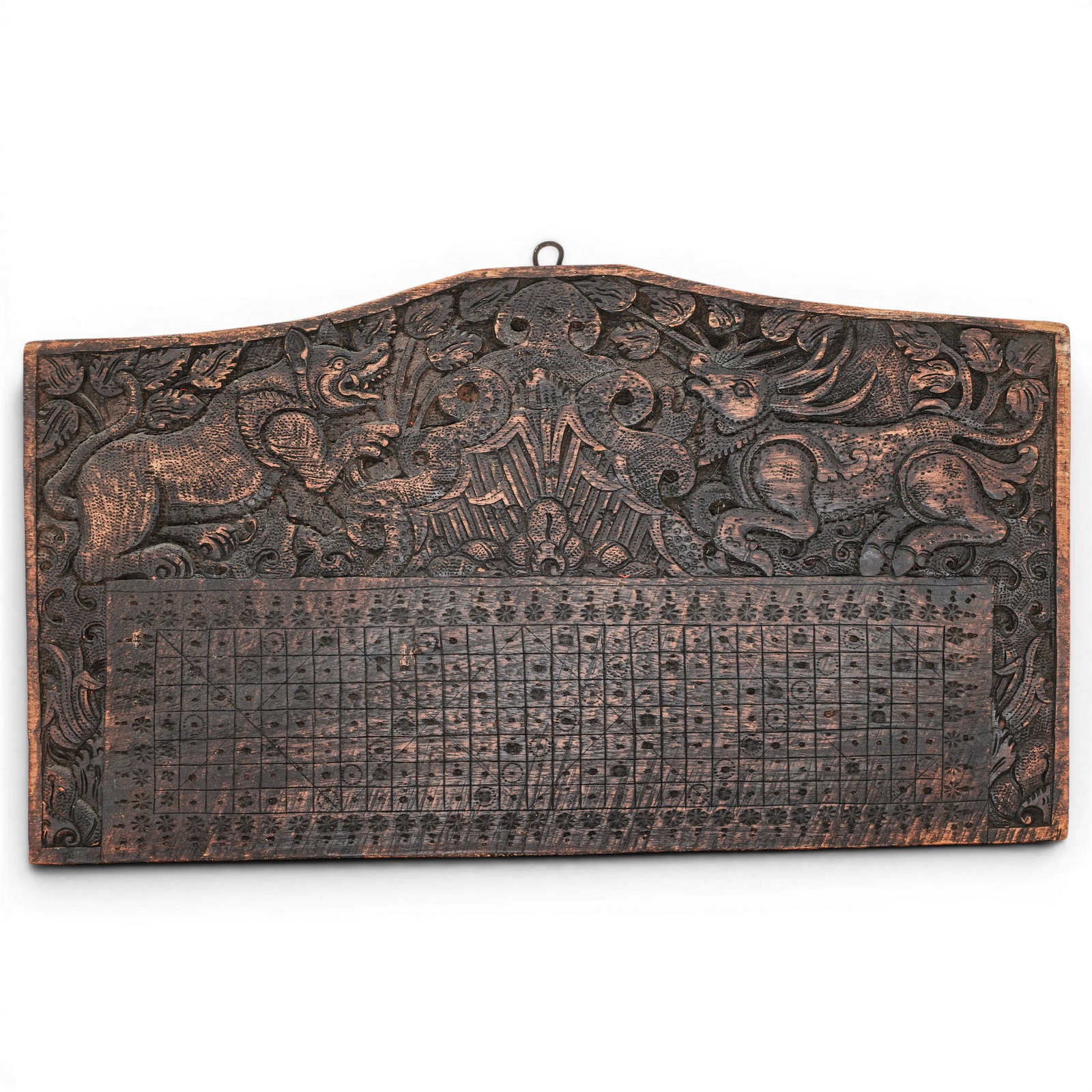 Antique East-Asian Hand-Carved Wooden Astrological Divinatory Calendar (1 of 6)