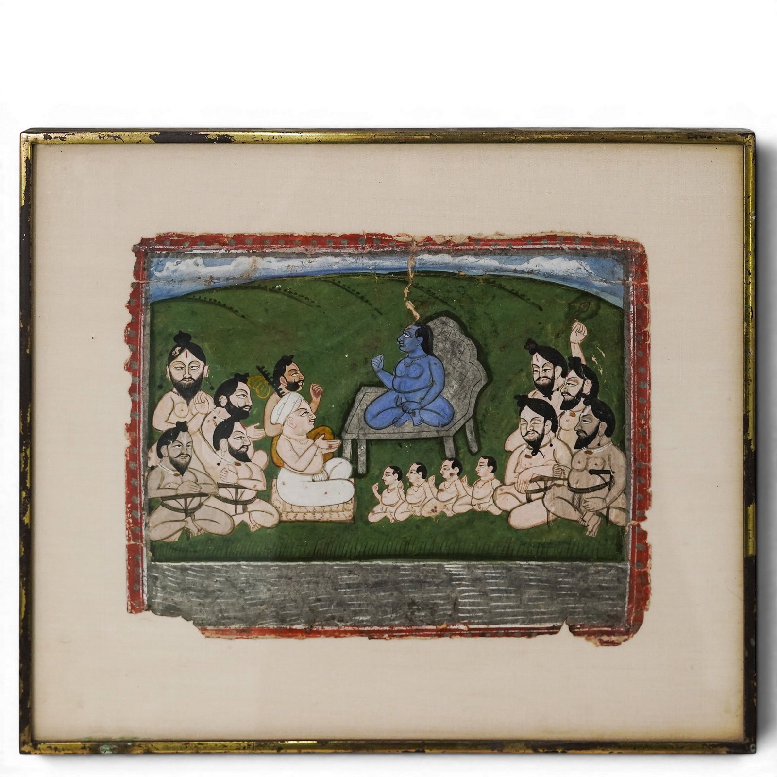 Antique Indian 'Ascetics From Naf' Ink & Gouache on Paper (1 of 3)