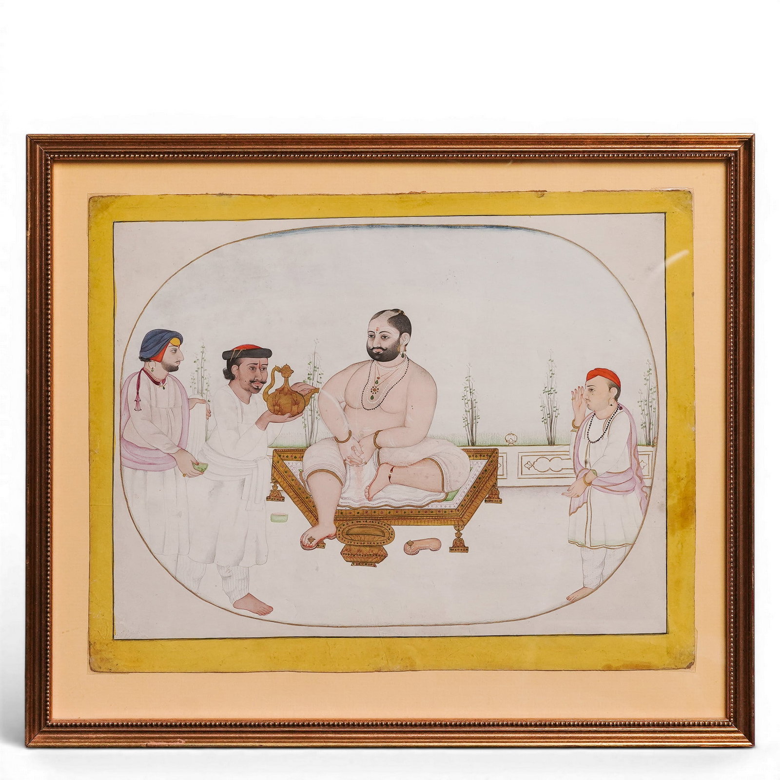 Antique Indian 'Raja Portrait' Ink & Gouache On Paper (1 of 2)
