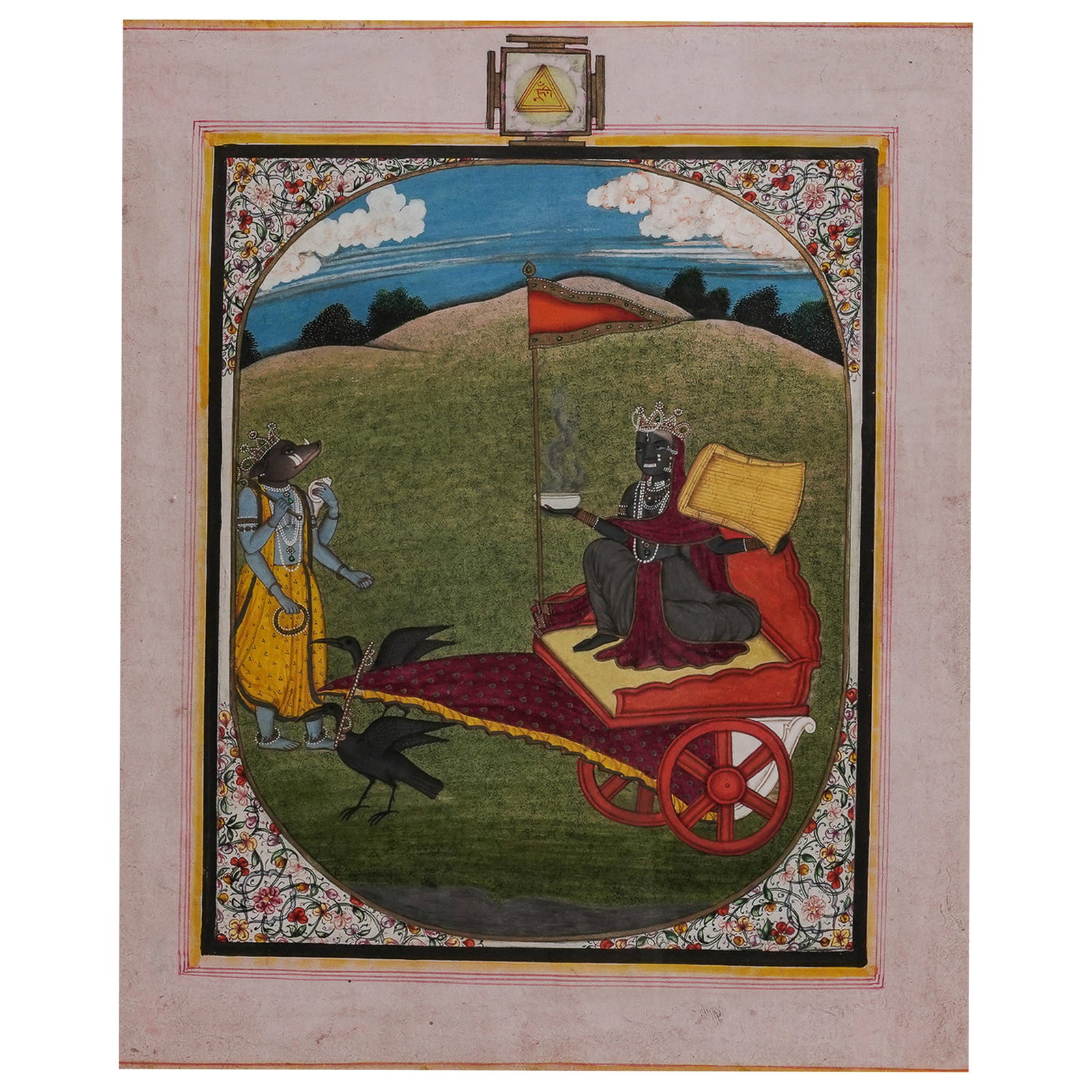 Antique Indian 'Vishnu As Varaha,' Ink & Gouache on Paper (1 of 5)