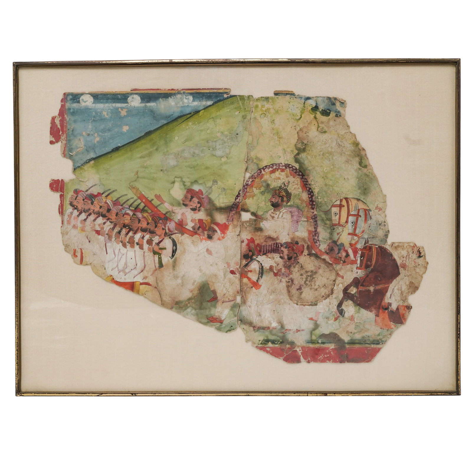 18th Cent. Rajasthan Ink & Gouache "Portrait of a King" Fragment (1 of 5)