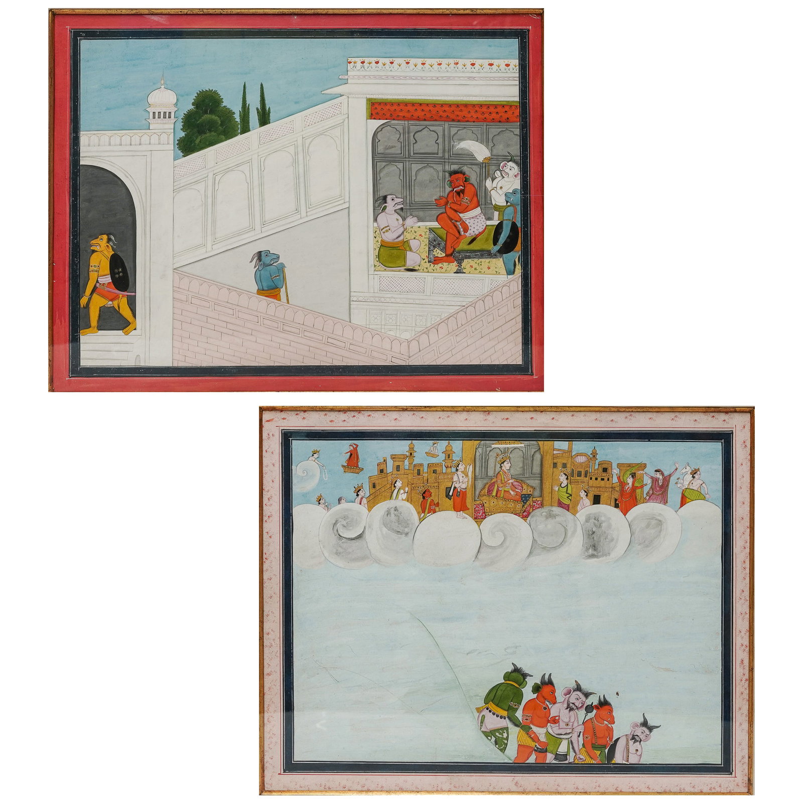 (2 pcs) Indian "Demons" Ink, Gouache, and Gold on Paper Illustrations (1 of 8)