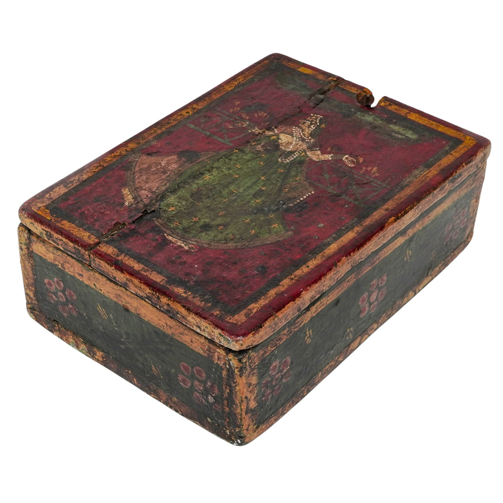 Antique Indian Hand-Painted Wood Multi-Compartment Rehal (1 of 7)