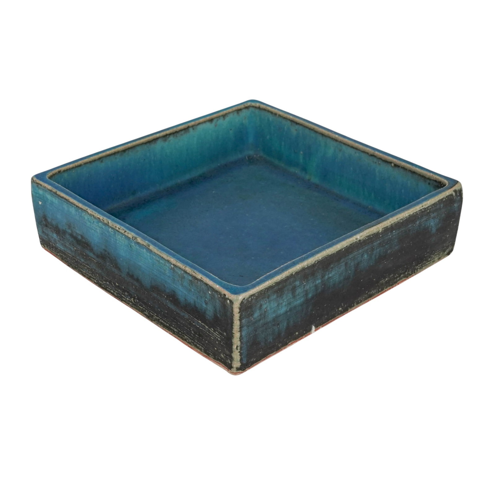 Japanese Blue Glazed Square Bonsai Garden Basin (1 of 6)