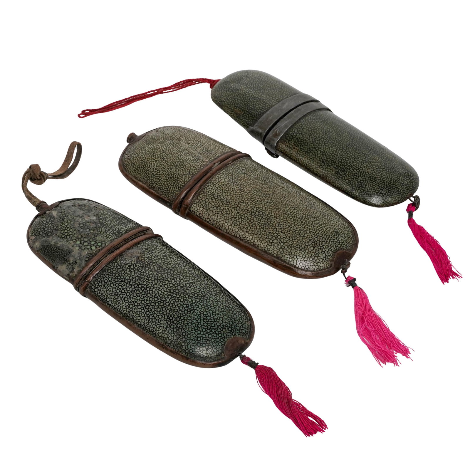 (3 Pc) Antique Copper and Shagreen Eyeglass Cases (1 of 6)