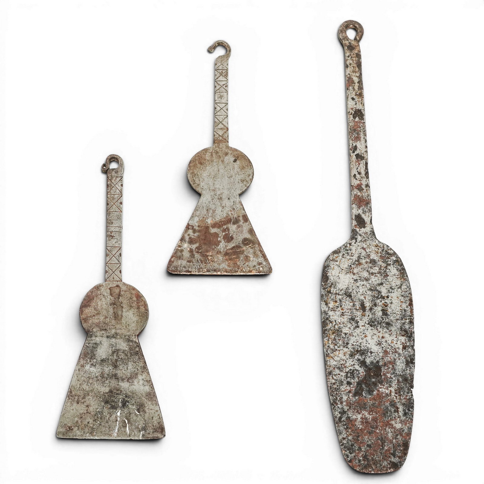 (3 Pc) Antique Hand Forged Wrought Iron Spatulas (1 of 2)