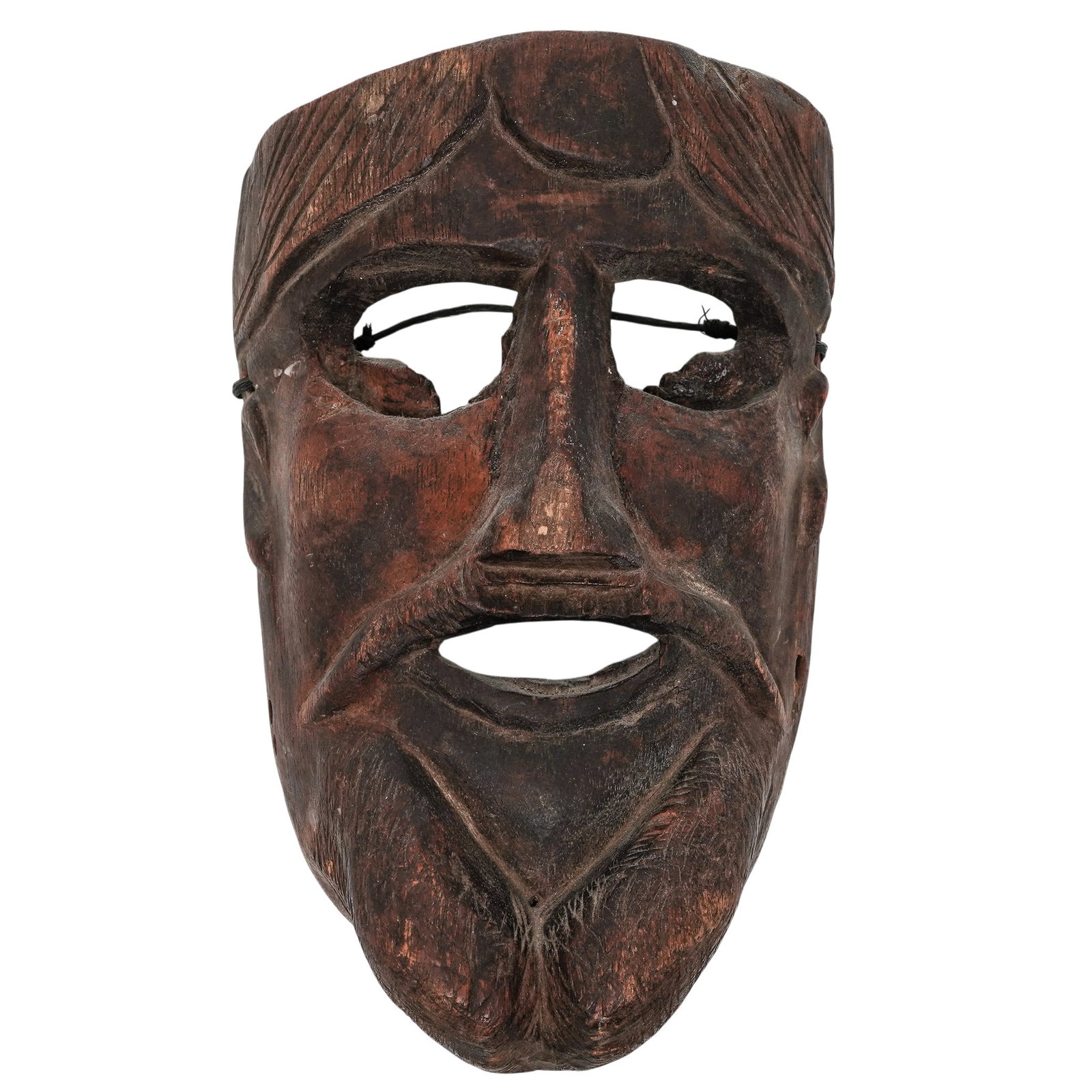 Antique Folk Art Wooden Face Mask (1 of 3)