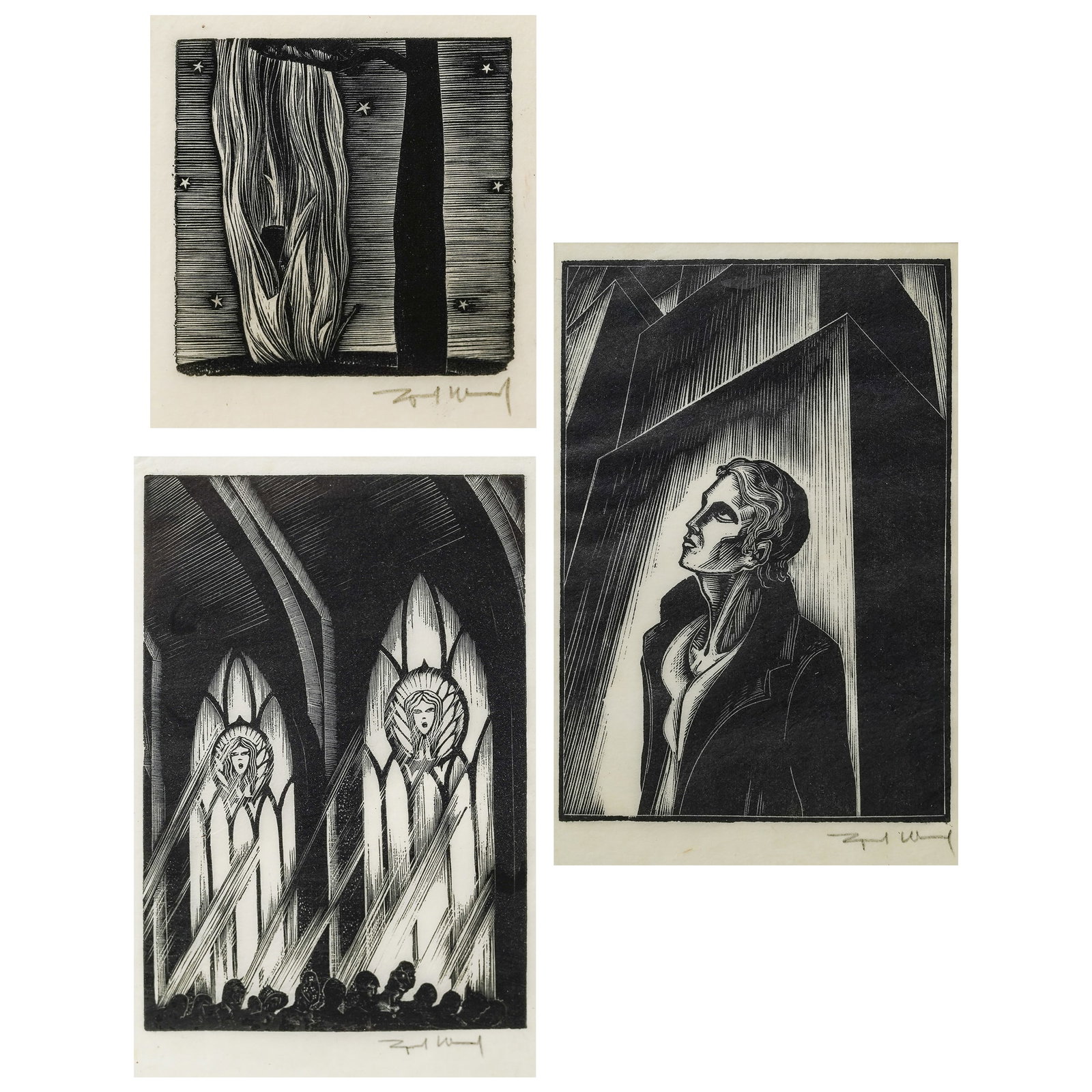 Lynd Ward (American, 1905–1985) "God's Man" Engravings: Lynd Ward (American, 1905–1985) "God's Man" Engravings 1929, United States of America Lynd Ward (American, 1905–1985) Signed Gods' Man Three-Piece Engraving Set Wood engravings on paper, from the 