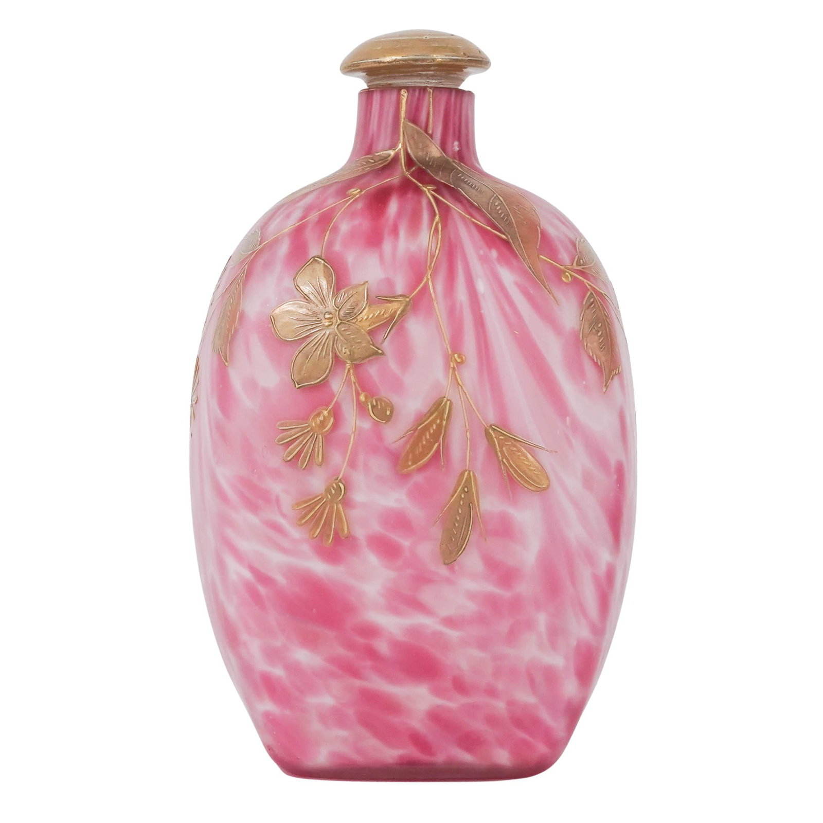 Art Nouveau English Enamel Gilded Glass Bottle With Stopper (1 of 9)