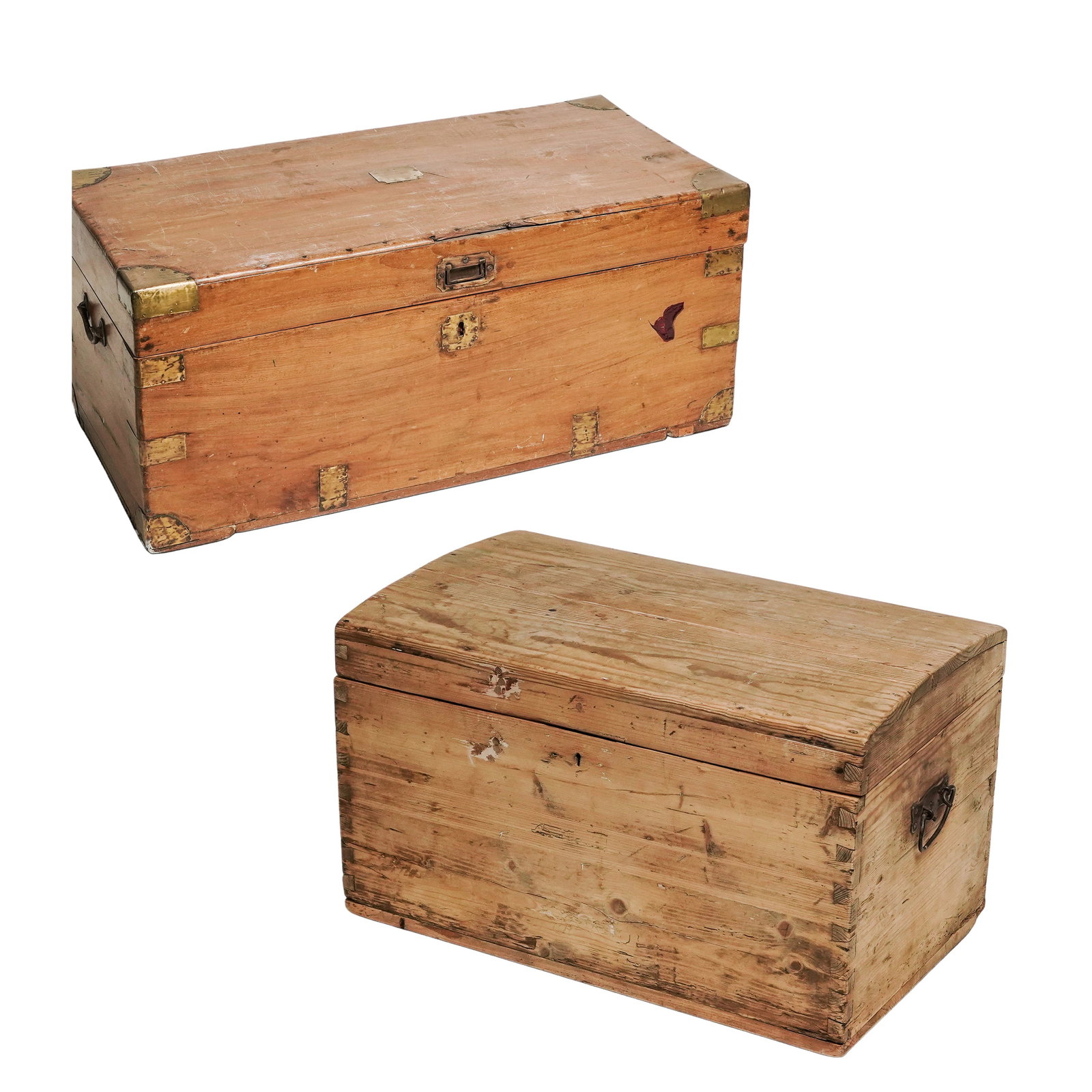(2 pc) Antique Pine & Cedar Wooden Chests (1 of 14)