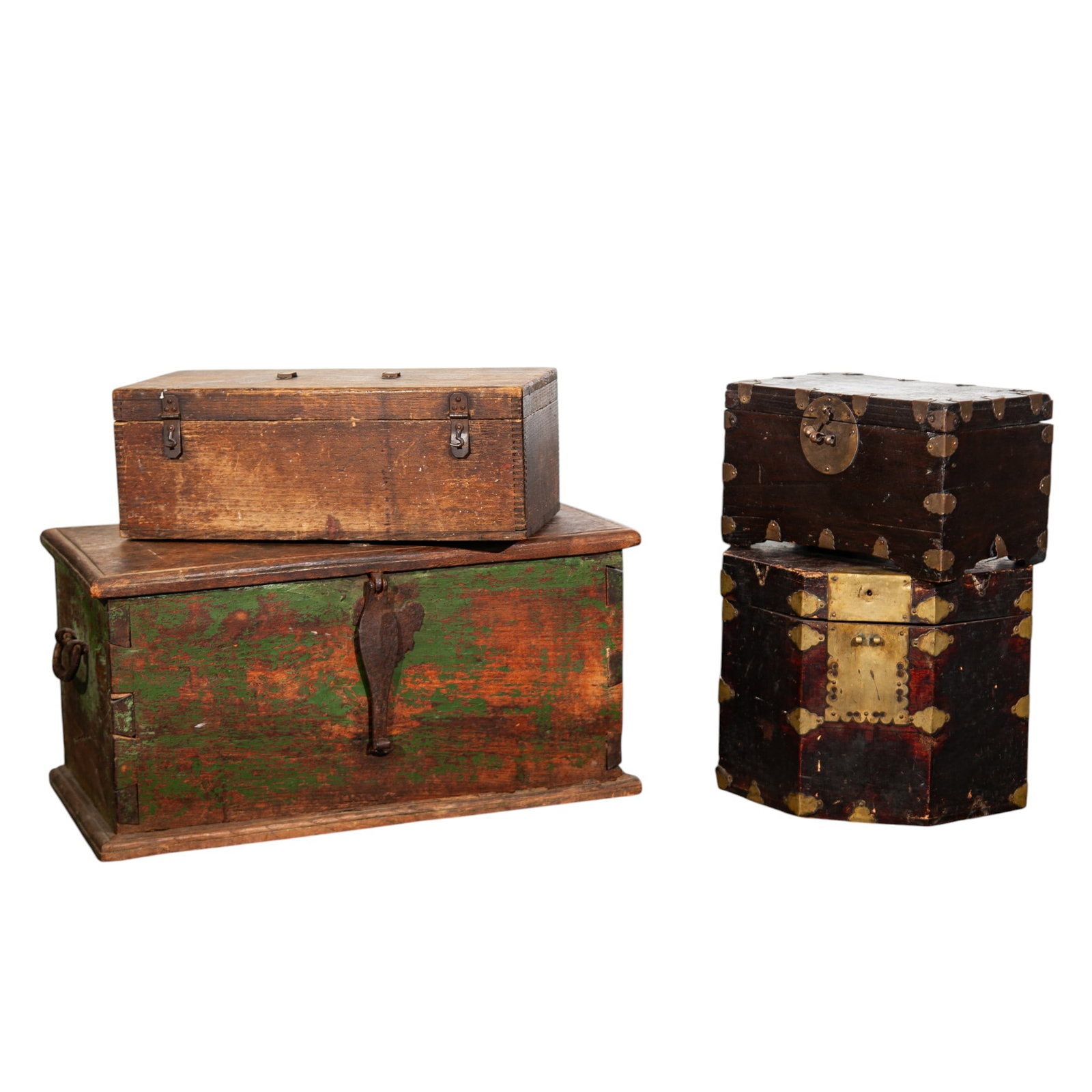 (4 pc) Antique Wooden Storage Boxes (1 of 8)