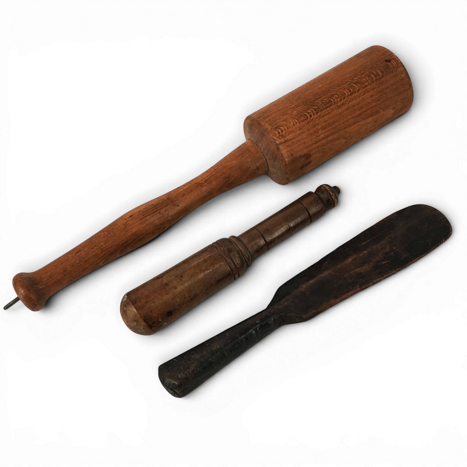 (3pc) Antique Mallet & Masher Wood Kitchen Utensils (1 of 6)