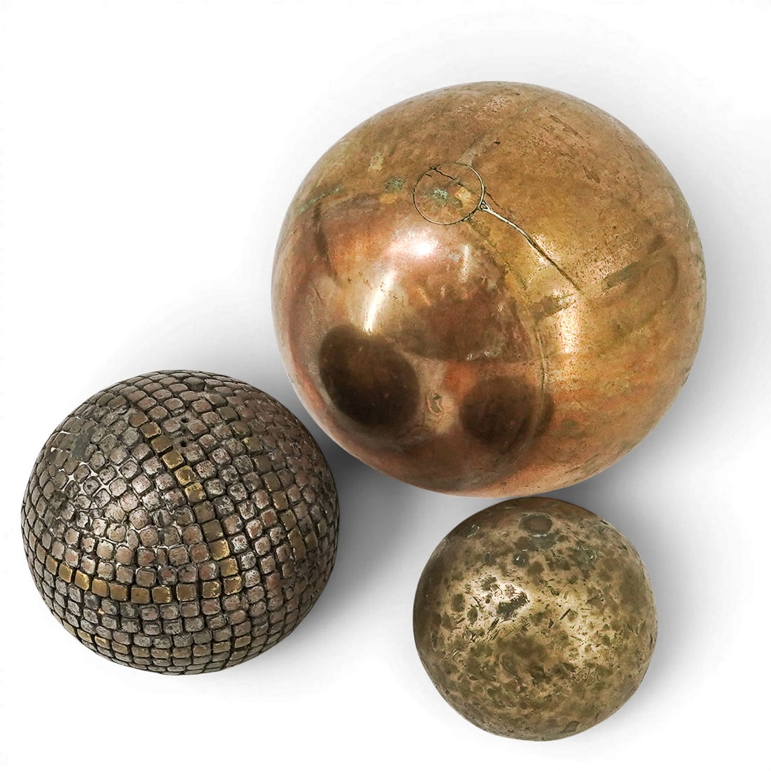 (3 pcs) Antique Metal Spheres (1 of 7)