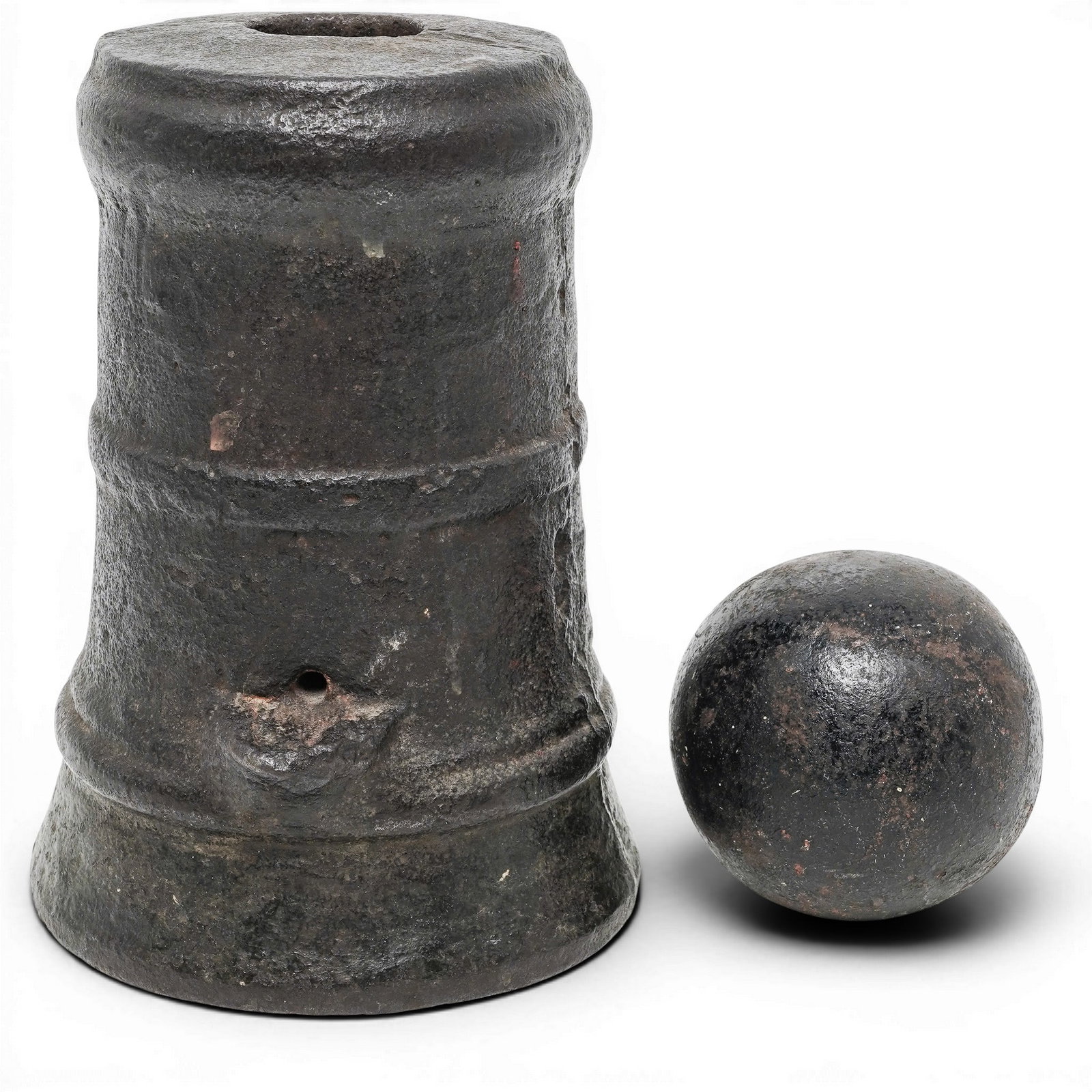 (2 Pc) Mortal Cannon Barrel Coehorn Mortal w/ Round Shot (1 of 7)