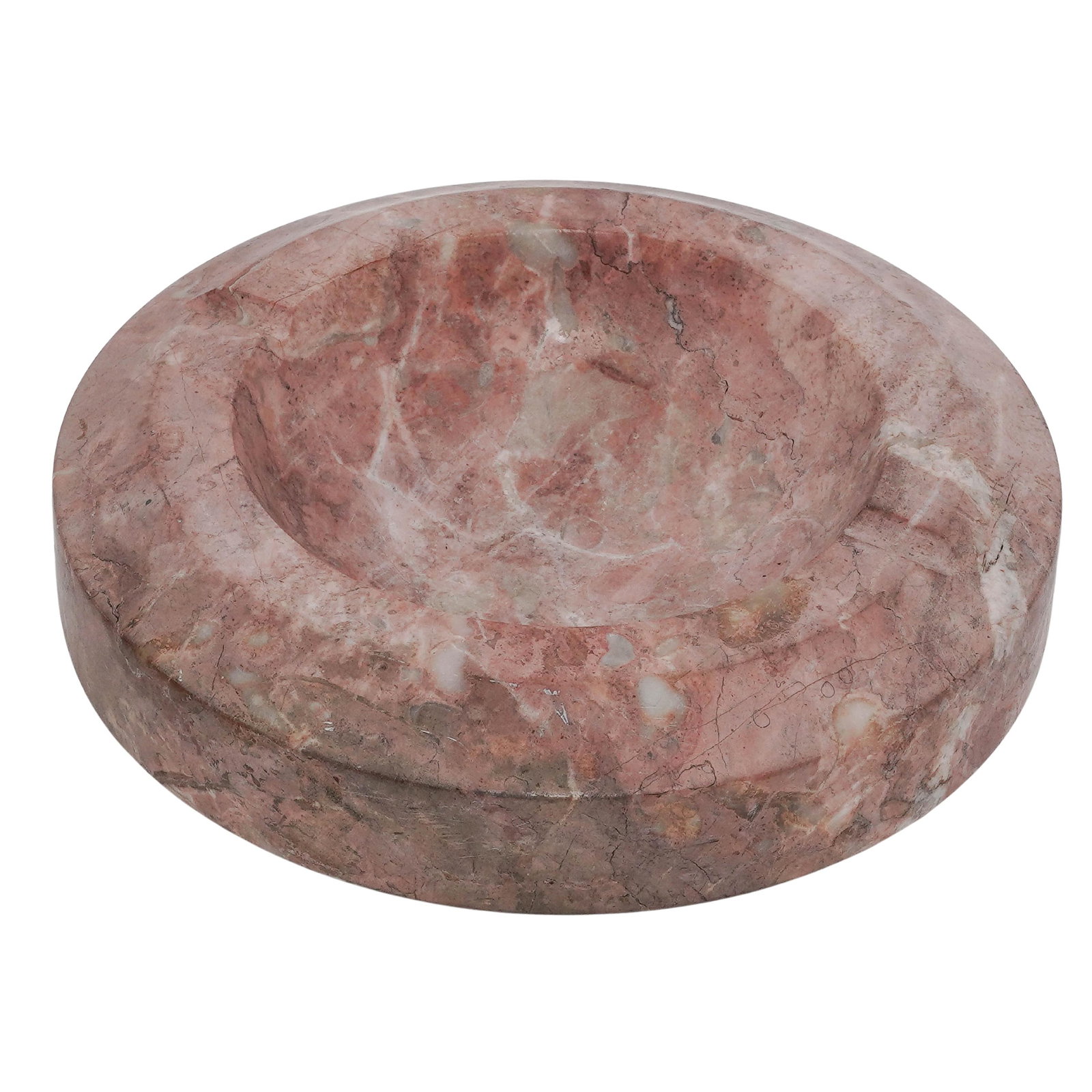 Vintage Hand Crafted Natural Pink Marble Ashtray: Vintage Hand Crafted Natural Pink Marble Ashtray Mid 20th Century, Pakistan/Italy Vintage handcrafted natural pink marble ashtray featuring elegant sculpted form and soft rosy tones with unique