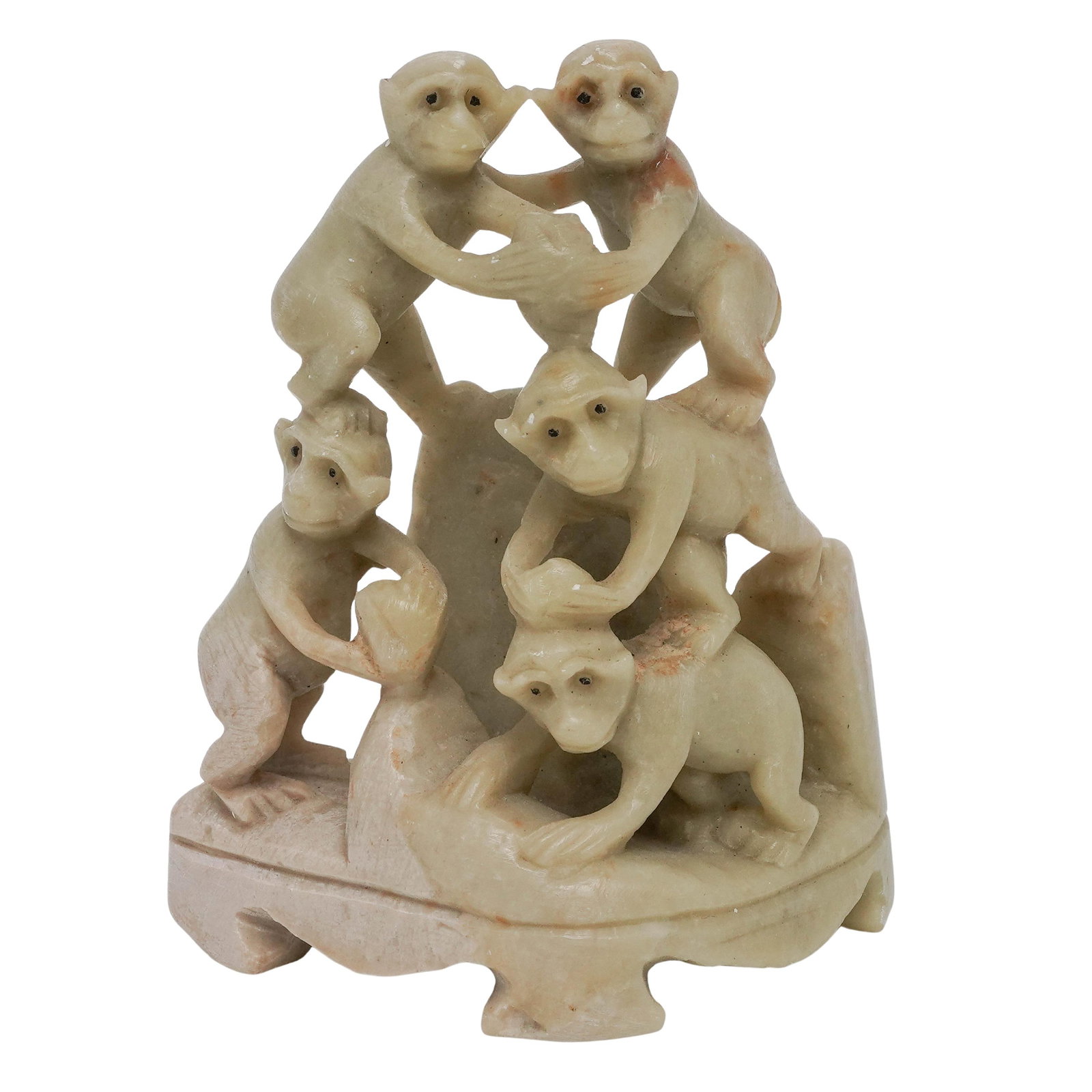 Chinese Carved Soapstone Monkey Grouping: Chinese Carved Soapstone Monkey Grouping Mid 20th century, China Pair of Chinese carved soapstone monkeys, finely sculpted decorative figures that reflect traditional symbolism and skilled hand