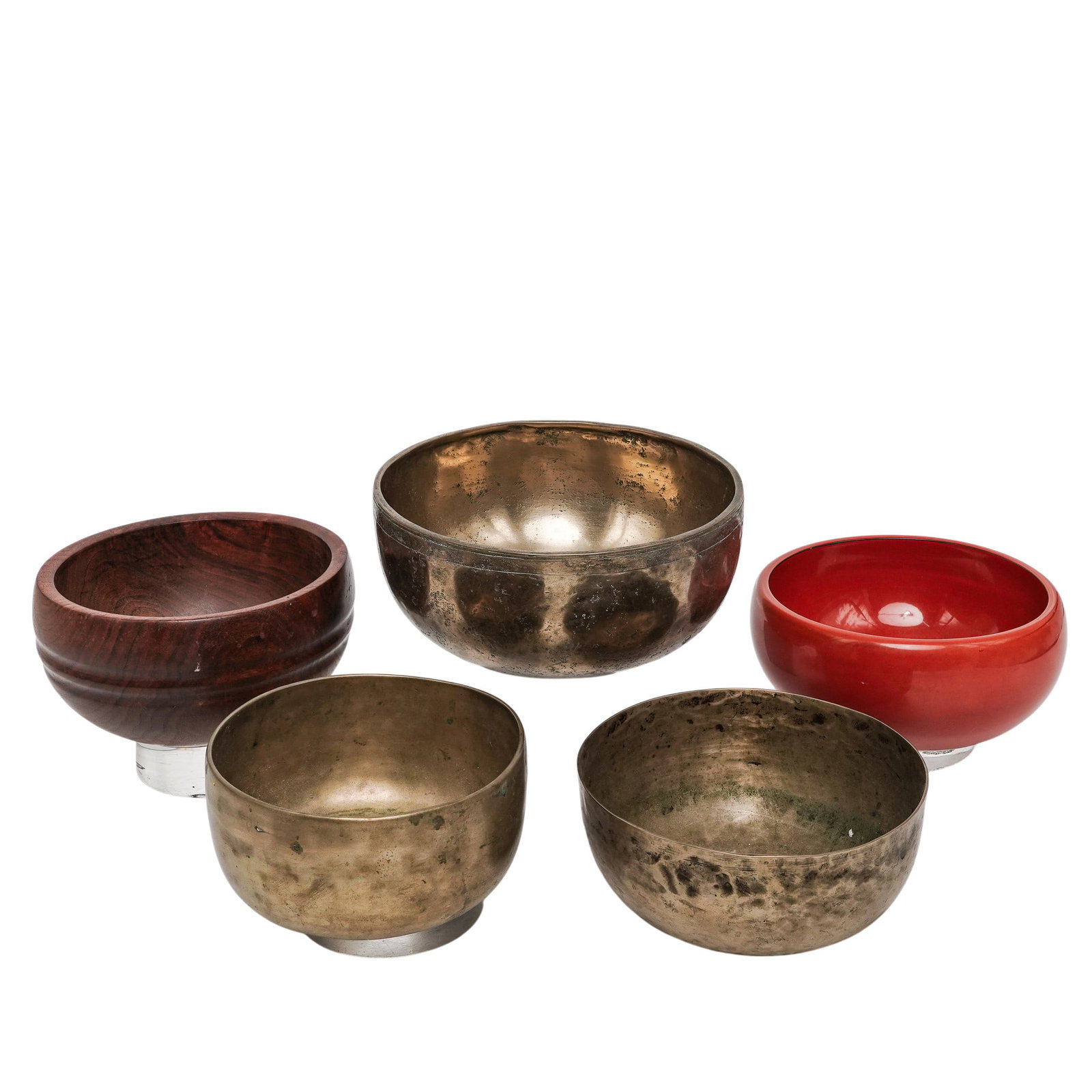(5pc) Antique & Vintage Ritual, Serving Bowl Group: (5pc) Antique & Vintage Ritual, Serving Bowl Group Early to mid 20th Cent. Five vintage and antique ritual, serving, and decorative bowls from various Asian and global craft traditions, including:
