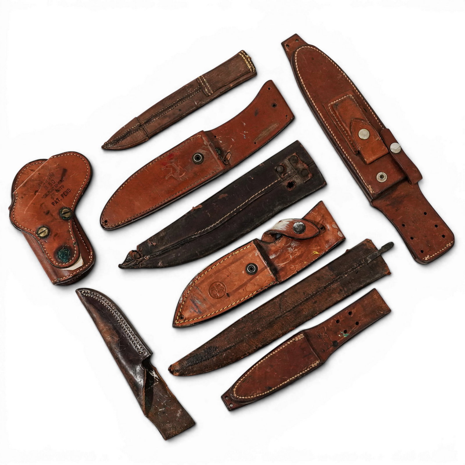 (9pc) Vintage Leather Sheaths Group (1 of 9)