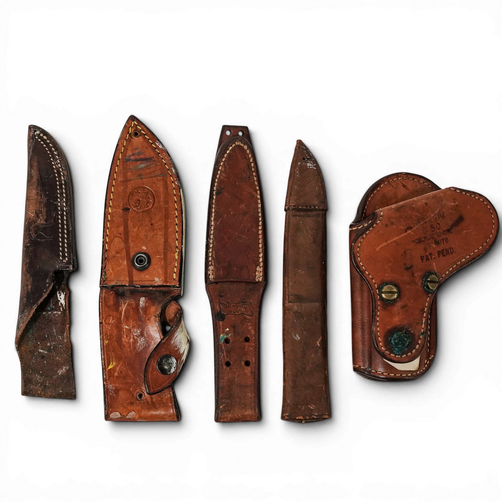 (9pc) Vintage Leather Sheaths Group - 4