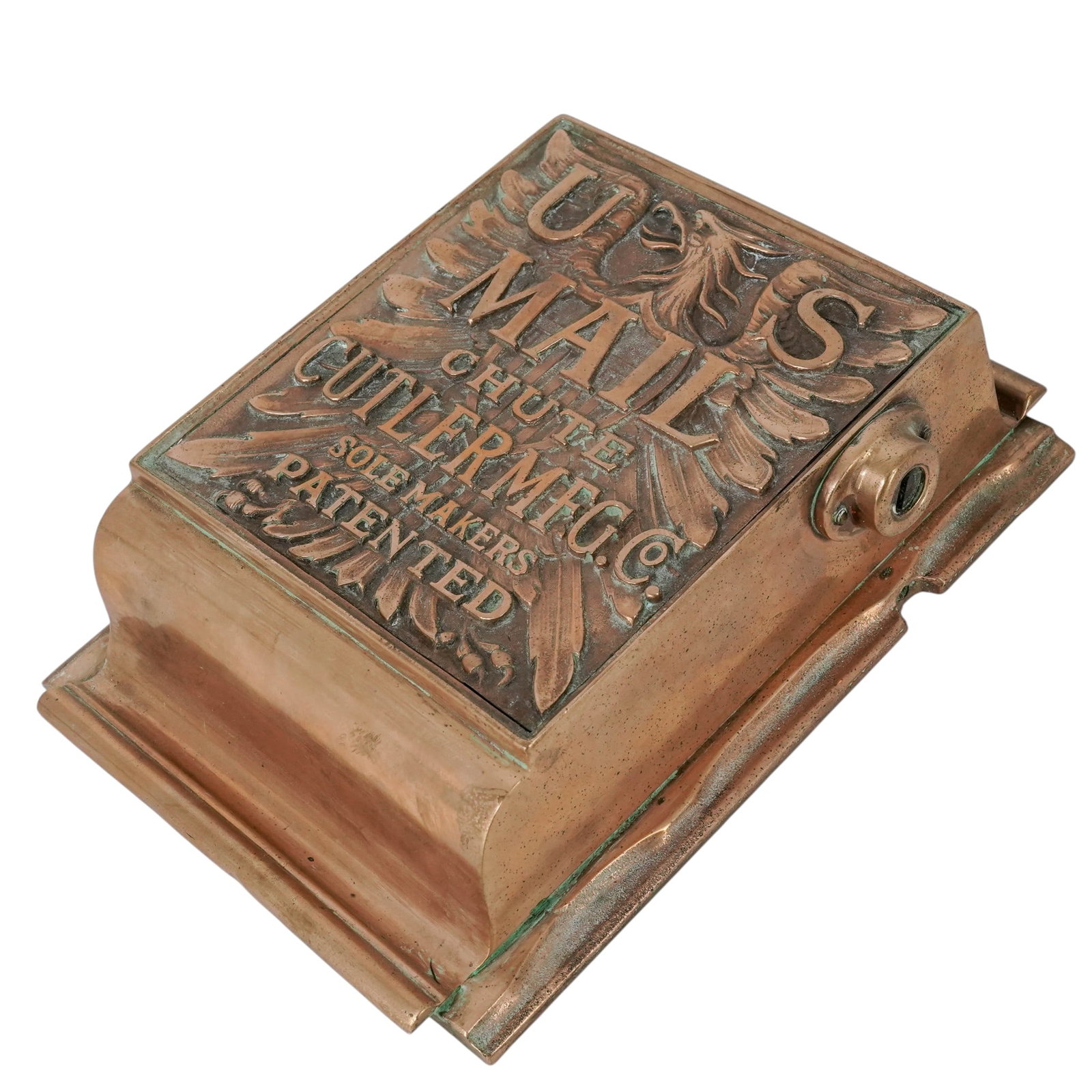 Antique Cutler Manufacturing Co. Brass U.S. Mail Chute Letter Box Drop (1 of 5)