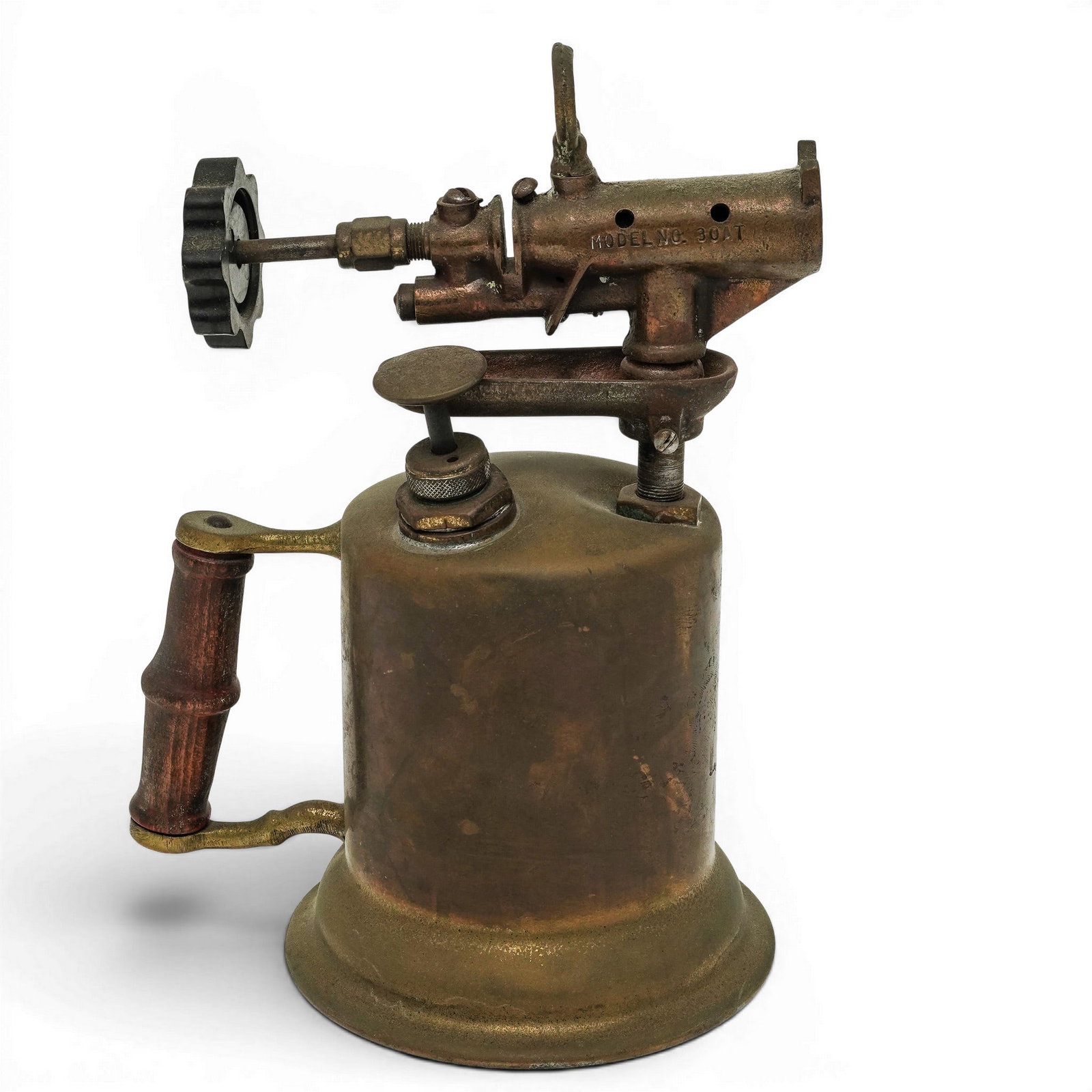 Antique Turner Brass Works Blowtorch, Model 30AT: Antique Turner Brass Works Blowtorch, Model 30AT 1920's - 1940's, Sycamore, Illinois, USA Vintage rustic blowtorch by Turner Brass Works, featuring a solid brass body with hand-assembled components