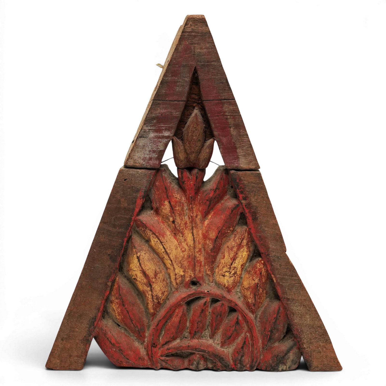 Antique Triangular Architectural Wooden Carved Fragment (1 of 4)