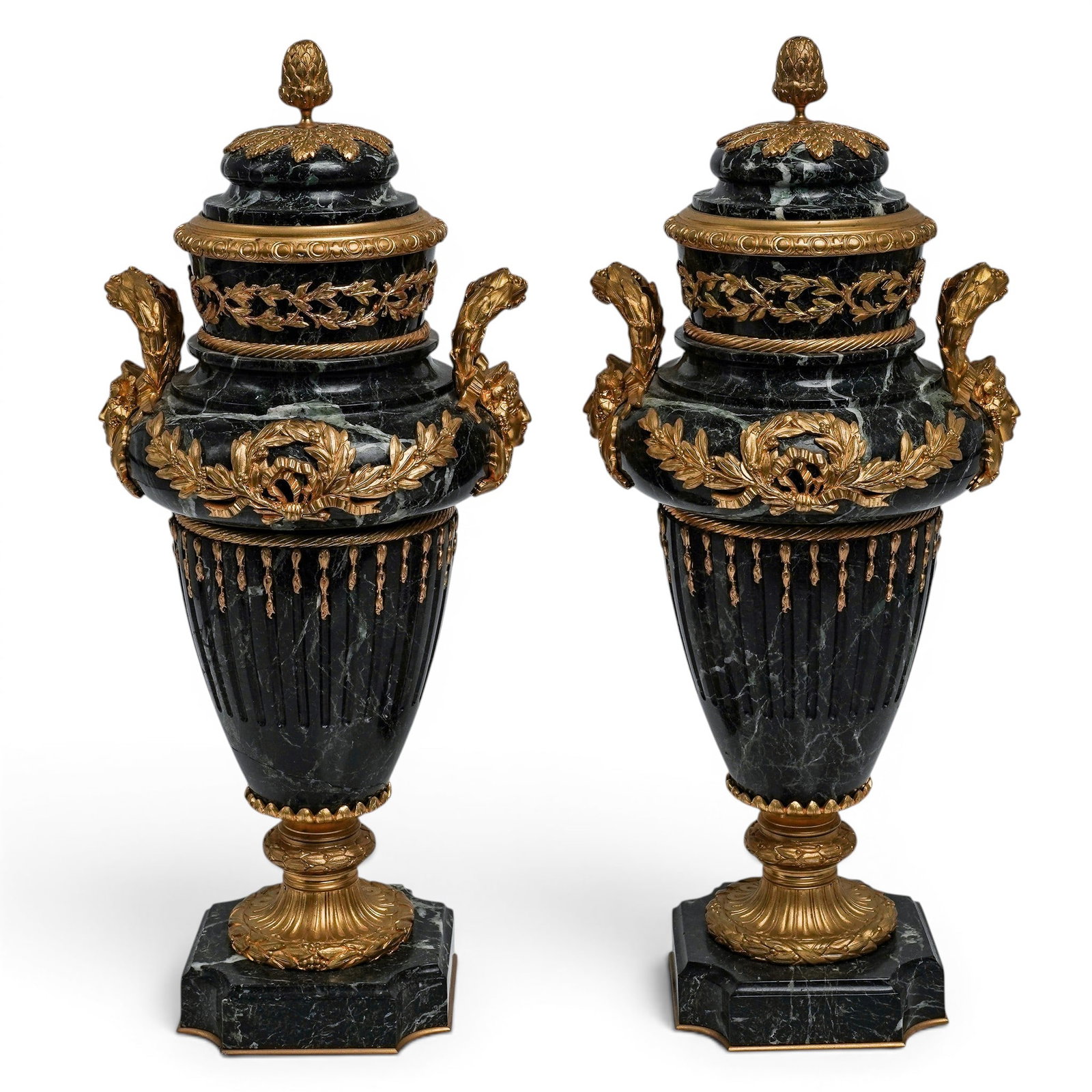 Pair Of Antique French Black Marble & Ormolu Cassolettes (1 of 10)