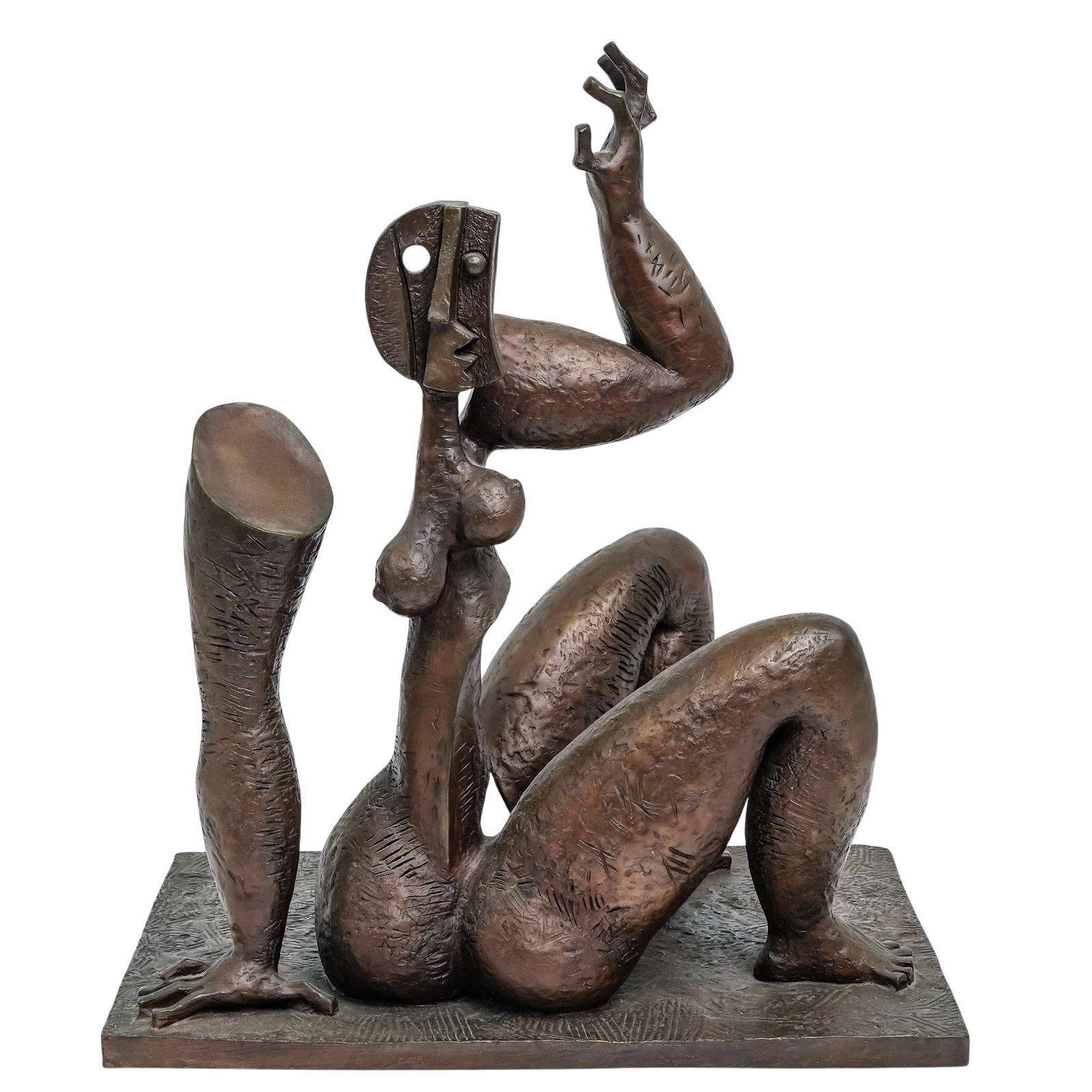 Byron Galvez (Mexican, 1941-2009) "On Stage" Cubist Bronze Sculpture: Byron Galvez (Mexican, 1941-2009) "On Stage" Cubist Bronze Sculpture c. 1989, Mexican Figurative modernist large bronze sculpture created by the renowned Mexican artist Byron Galvez, frequently called