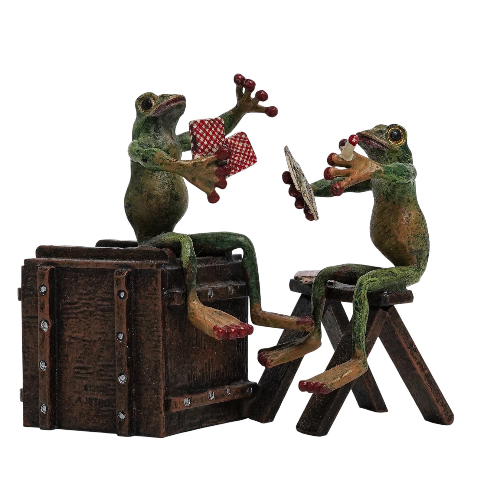 Viennese Cold Painted Bronze 'Frogs Playing Cards' Figurine (1 of 4)