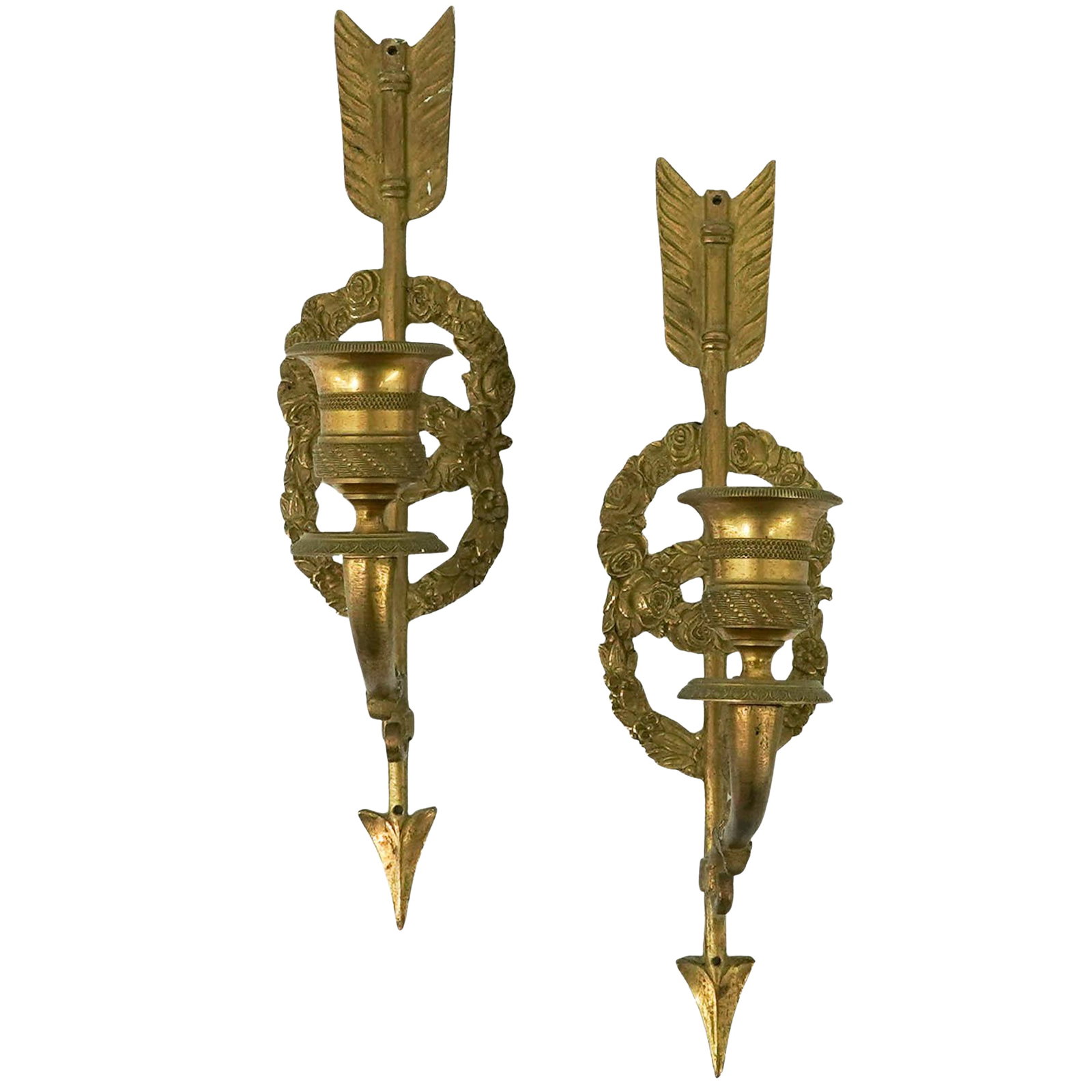 Pair of 19th Cent. French Brass Candle Wall Sconces (1 of 16)