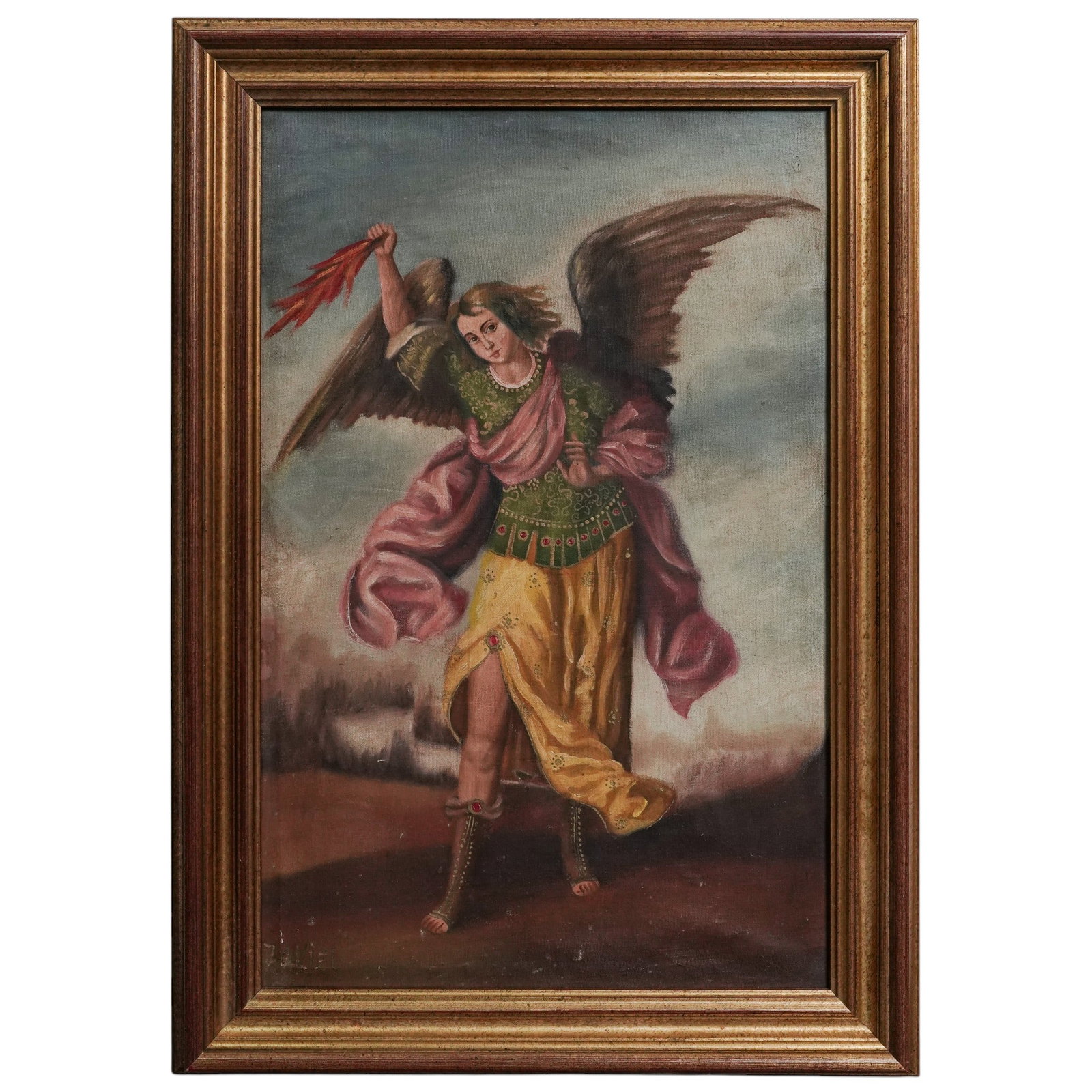 After Cuzco School, 'Archangel Zadkiel' Oil on Canvas (1 of 5)