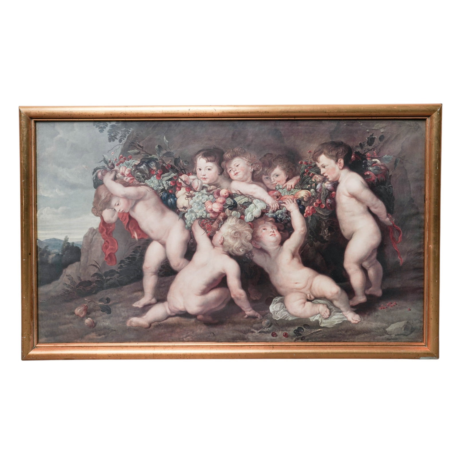 After Rubens "Putti Playing w/ Garland of Fruit" Print (1 of 9)