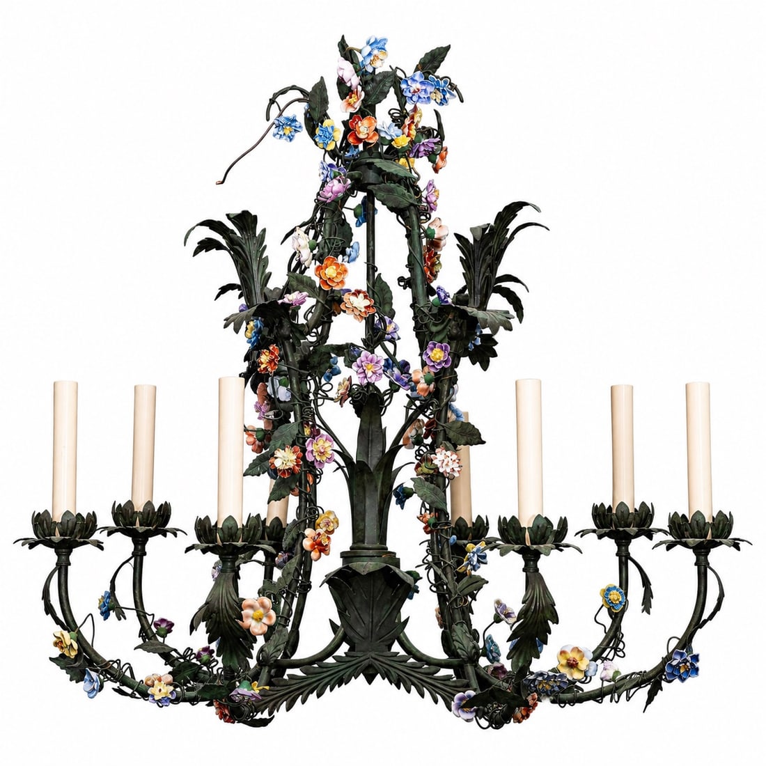 Italian Tole Porcelain Floral Chandelier (1 of 6)