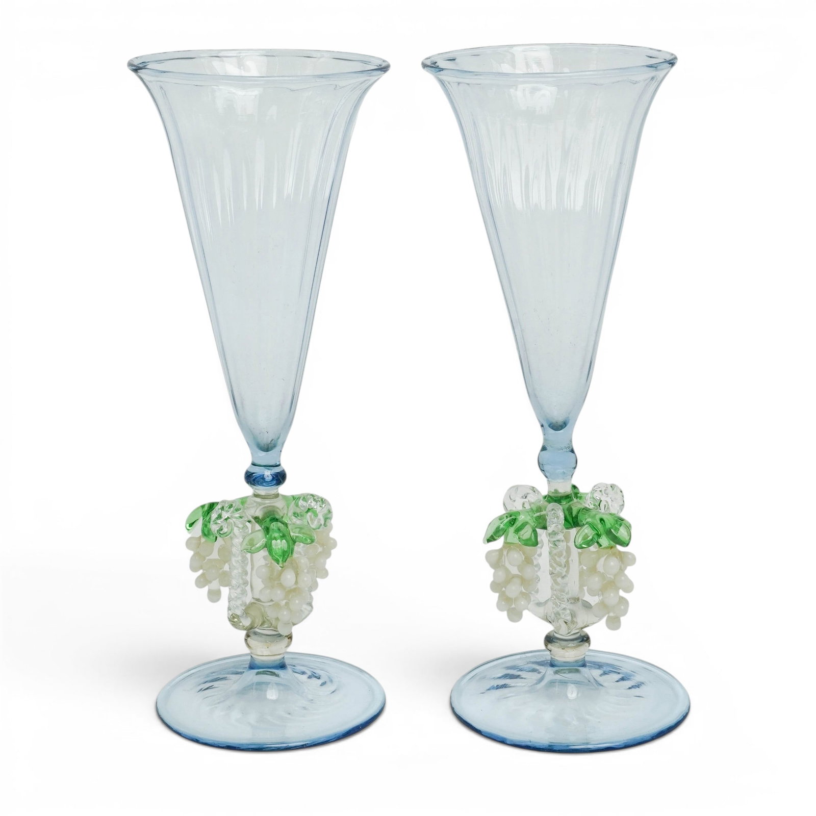 Pair Lauscha Bimini Stemware Art Deco Champagne Flutes (1 of 5)