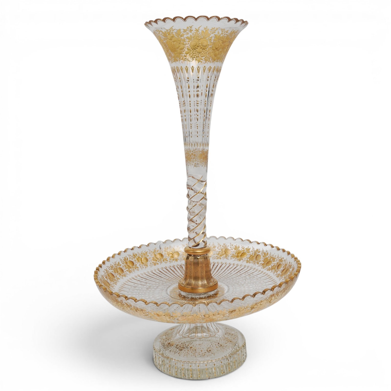 19th Century French Gilt Intaglio Glass Epergne (1 of 5)