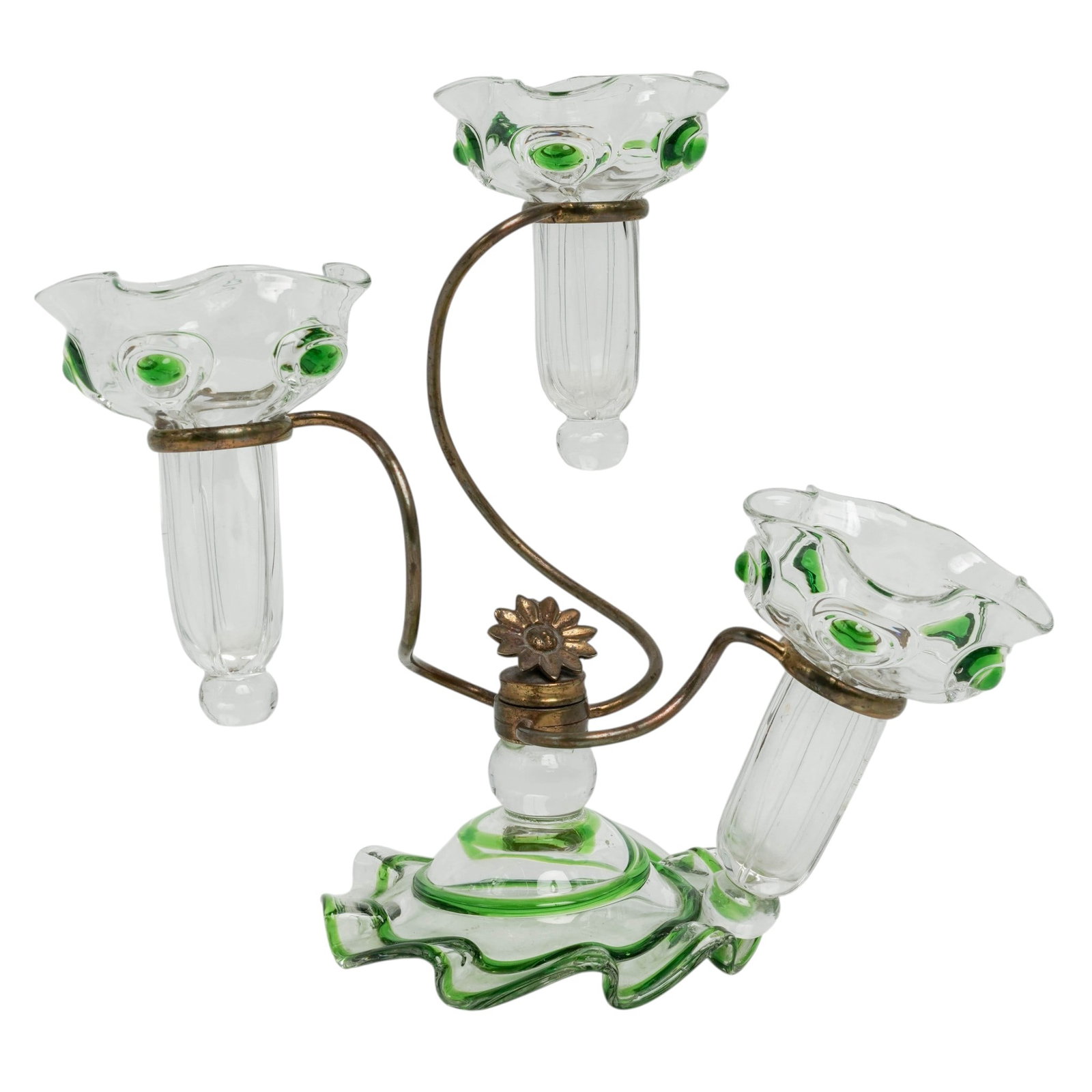 Stuart & Sons Three Branch Cairngorm Glass & Brass Epergne (1 of 9)