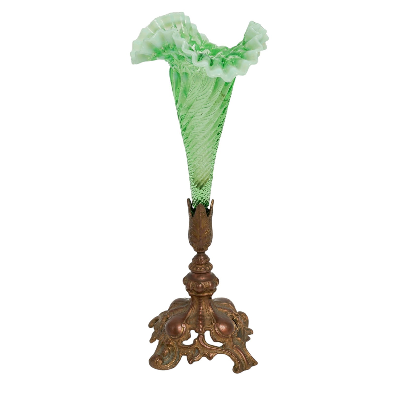 Victorian Green Glass and Bronze Epergne (1 of 7)